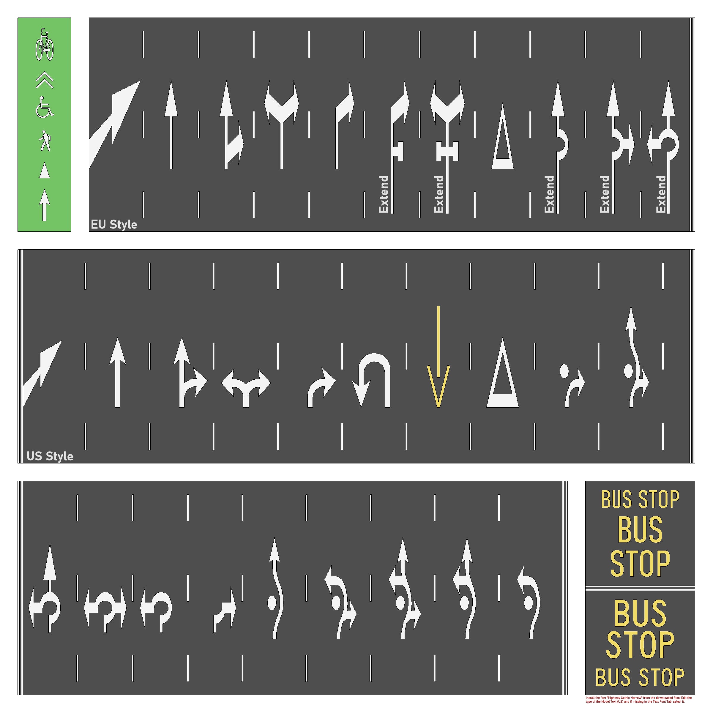 download Road Arrows and Symbols (Metric + Imperial) families us eu styles families site 
