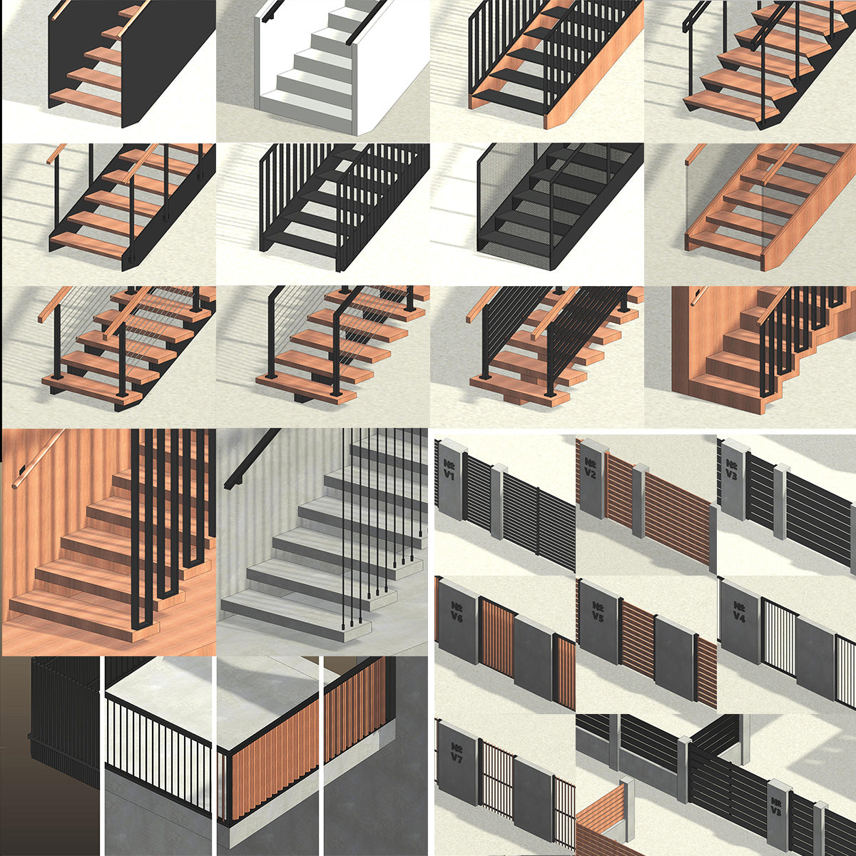 revit railings stairs