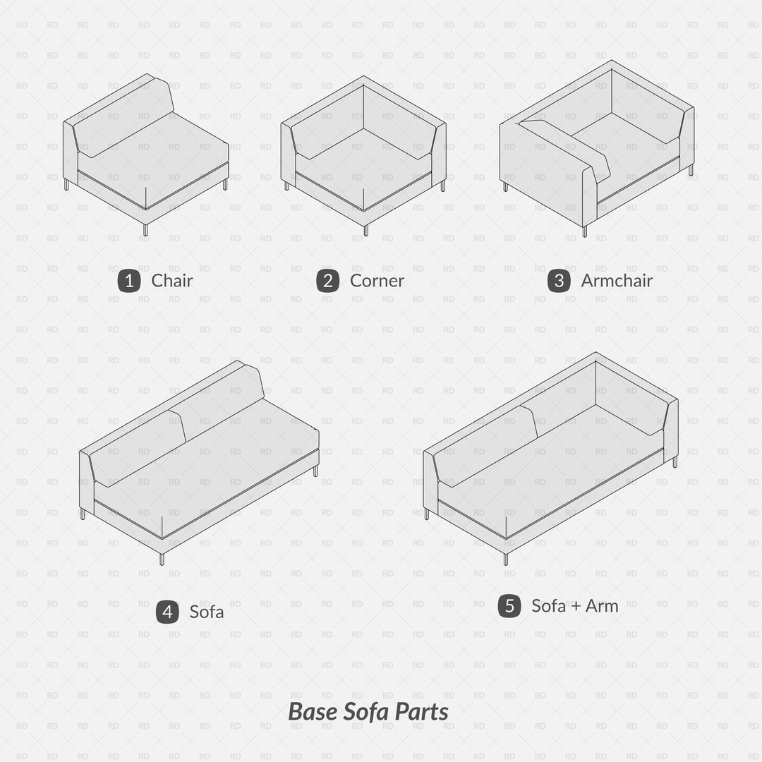 Parametric Modular Sectional Sofa Families for Revit | RD Studio
