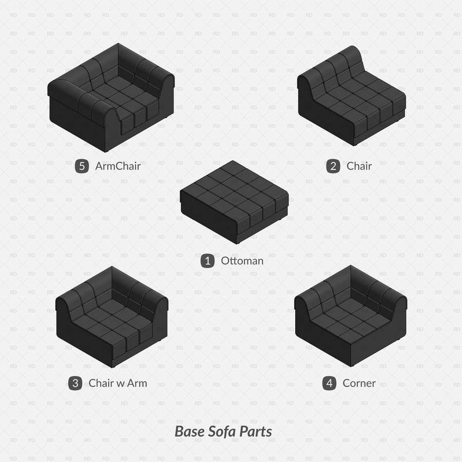 Parametric Modular Sectional Sofa Families for Revit | RD Studio