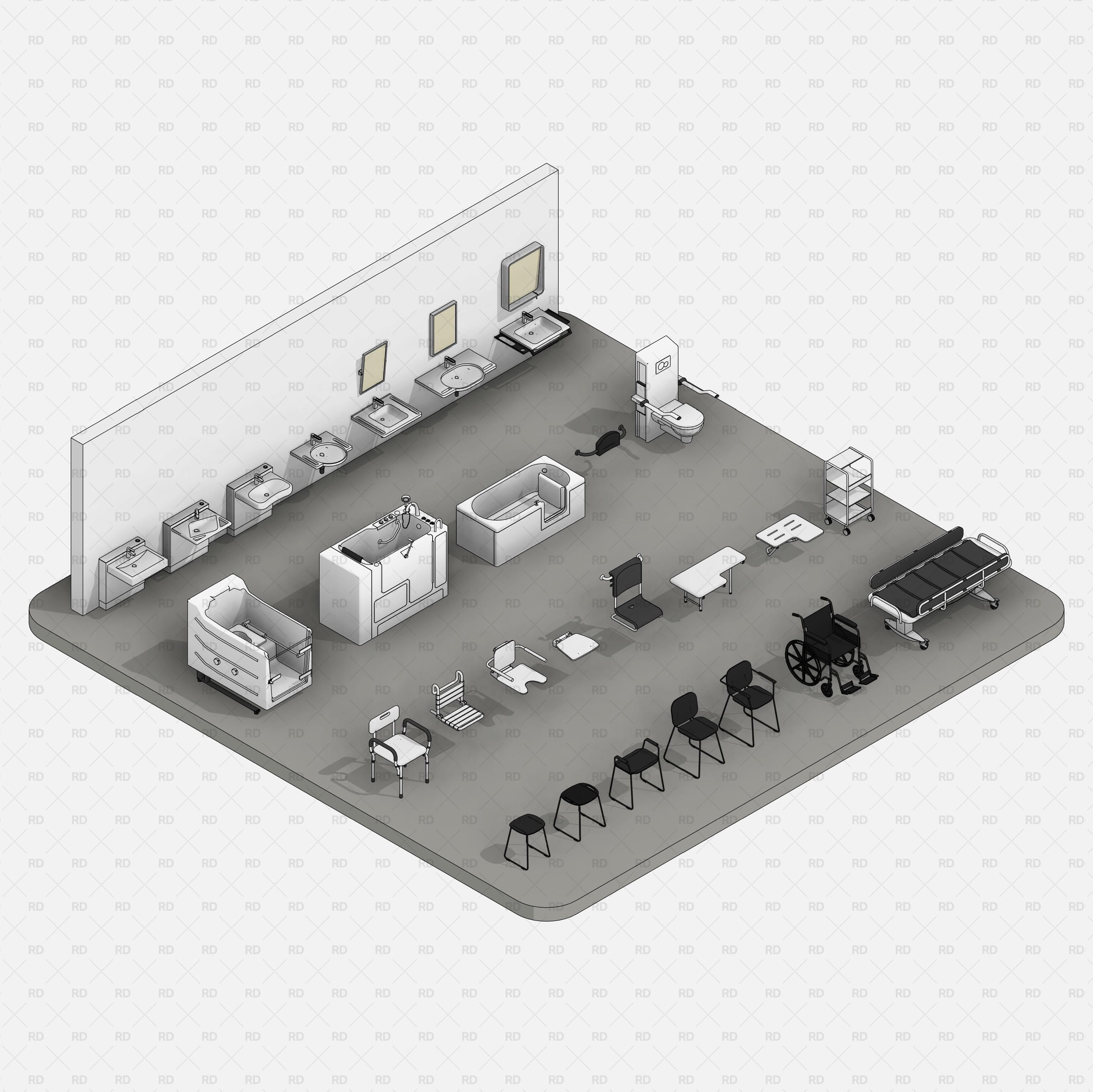 Revit Accessible Bathroom toilet Equipment Families ADA elderly 