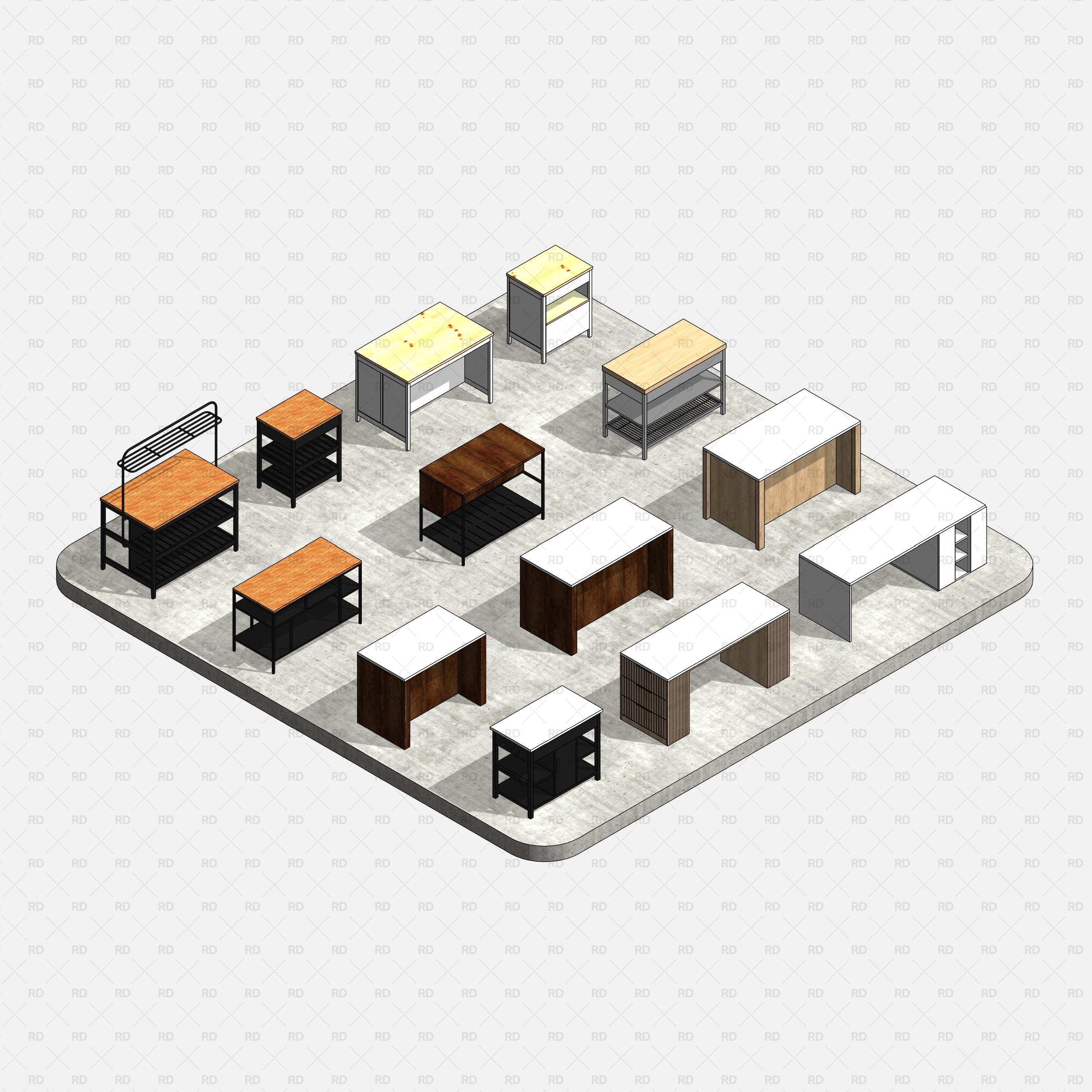 download revit kitchen island families