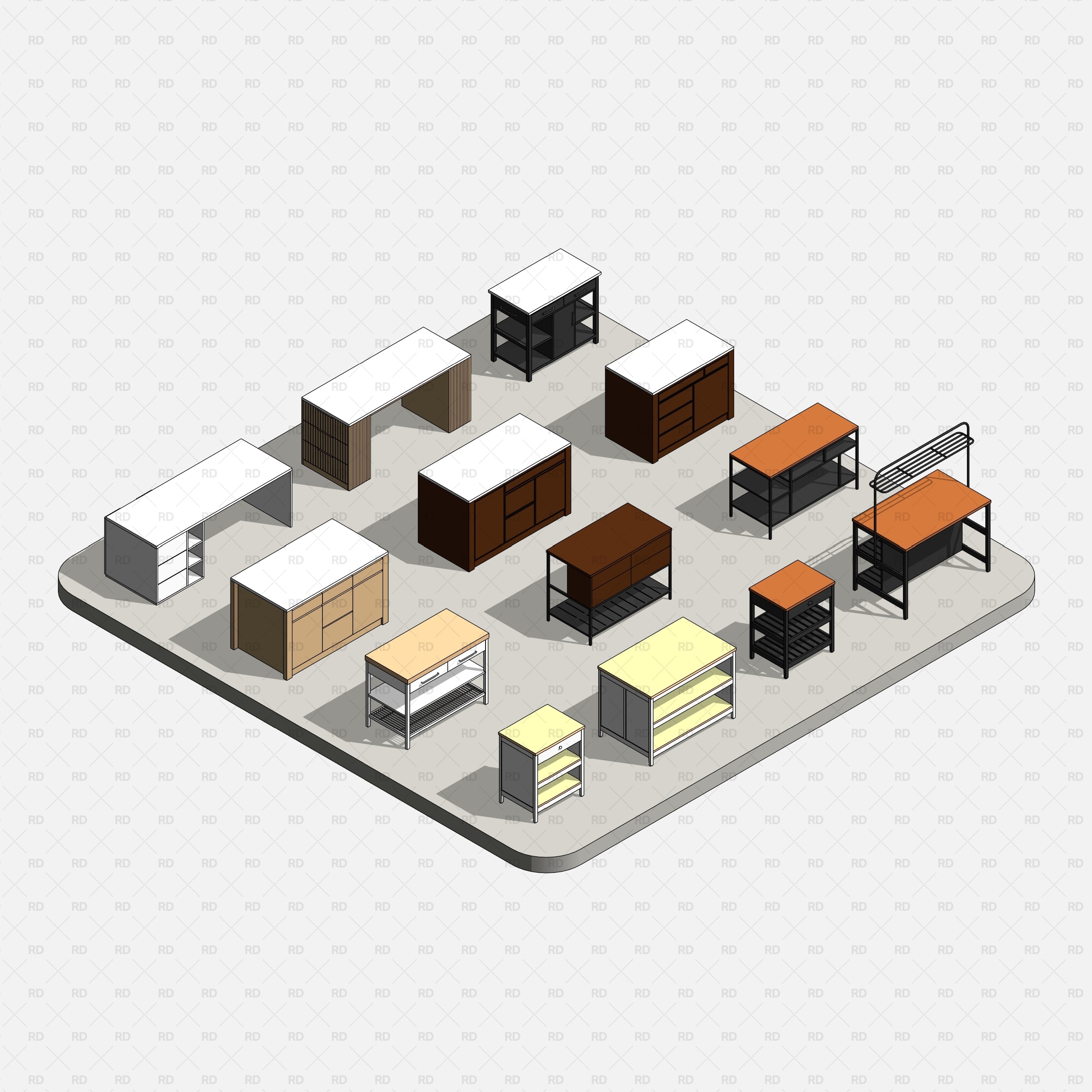 revit kitchen islands families