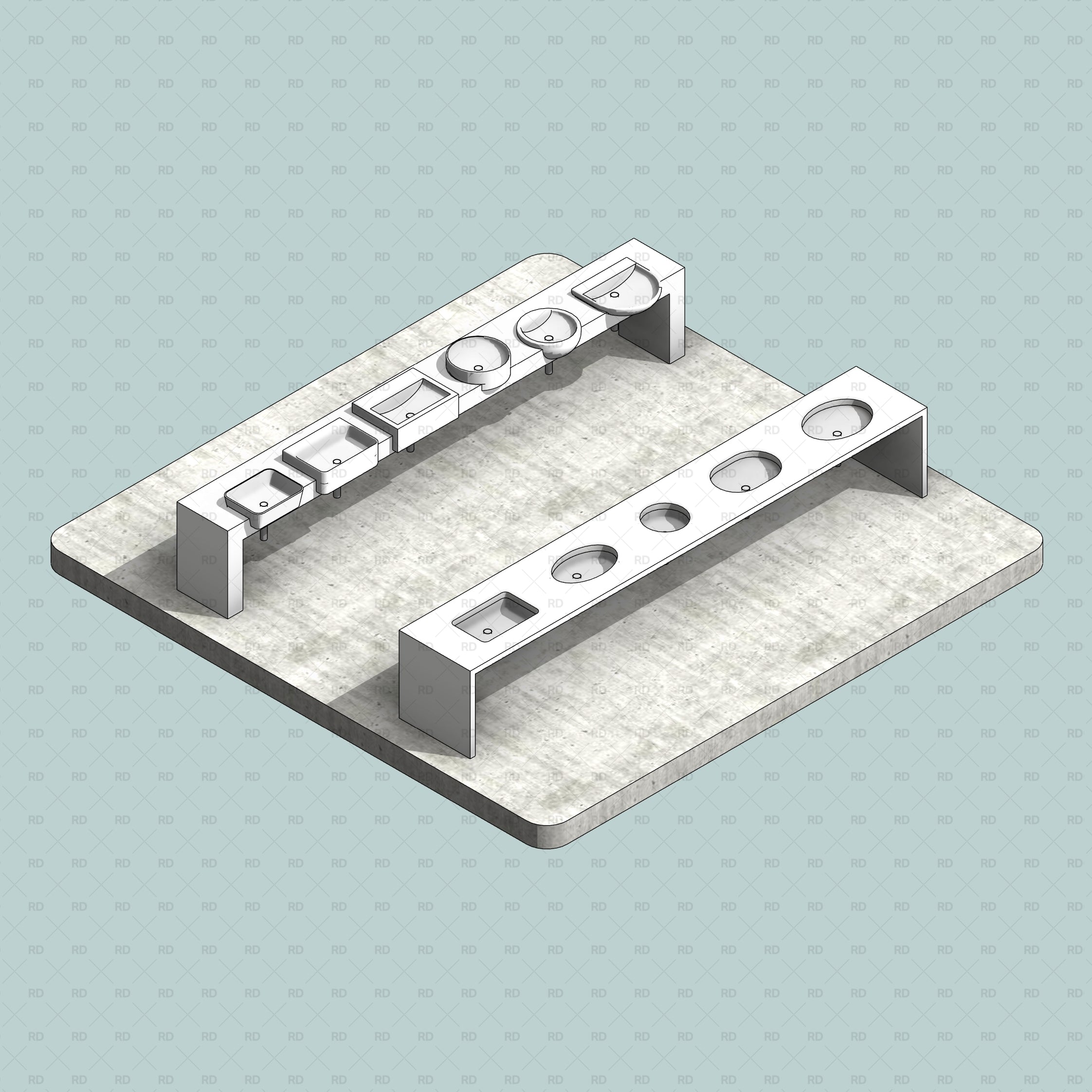 Undermount and Semi-Recessed revit sinks
