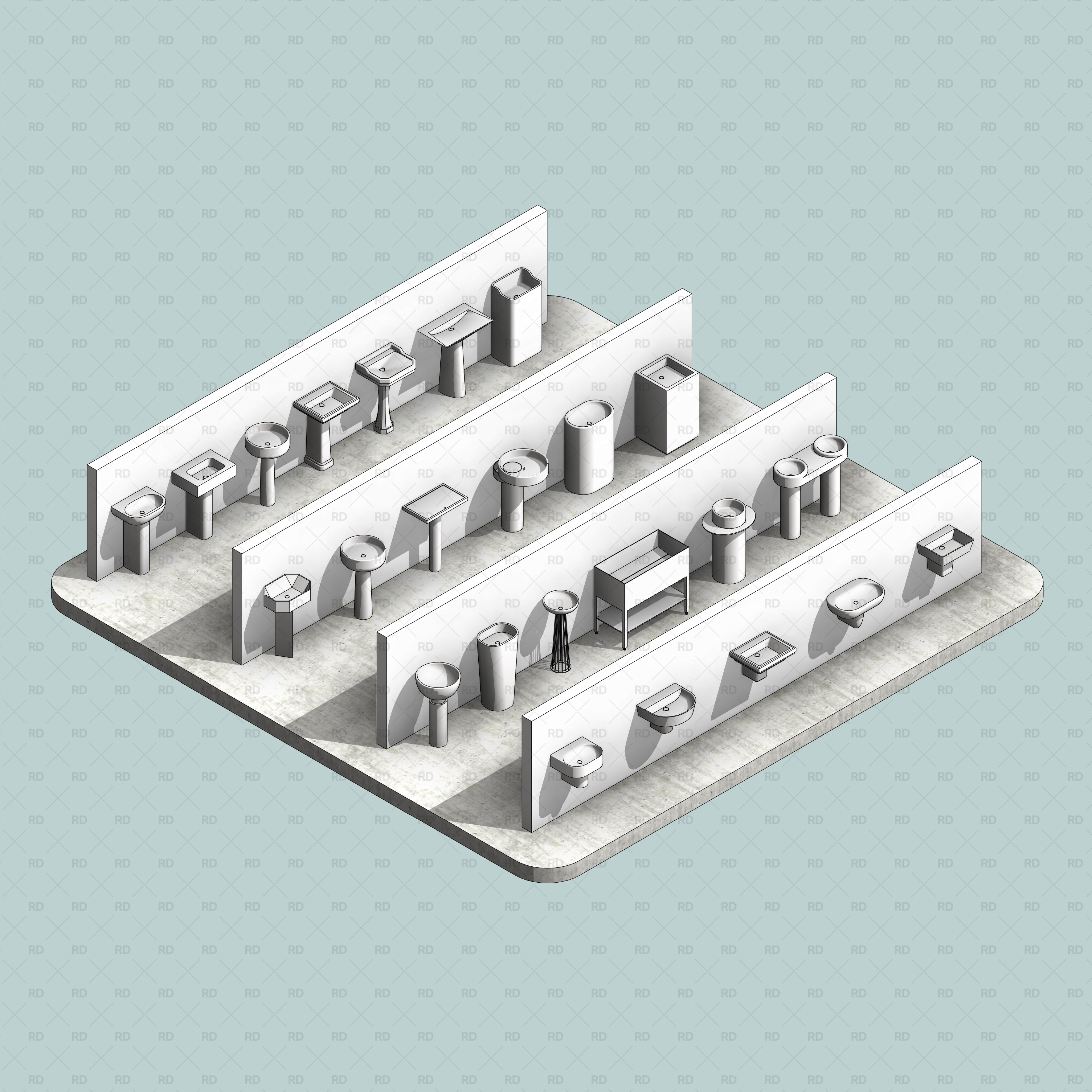 Pedestal Sinks Revit families download 