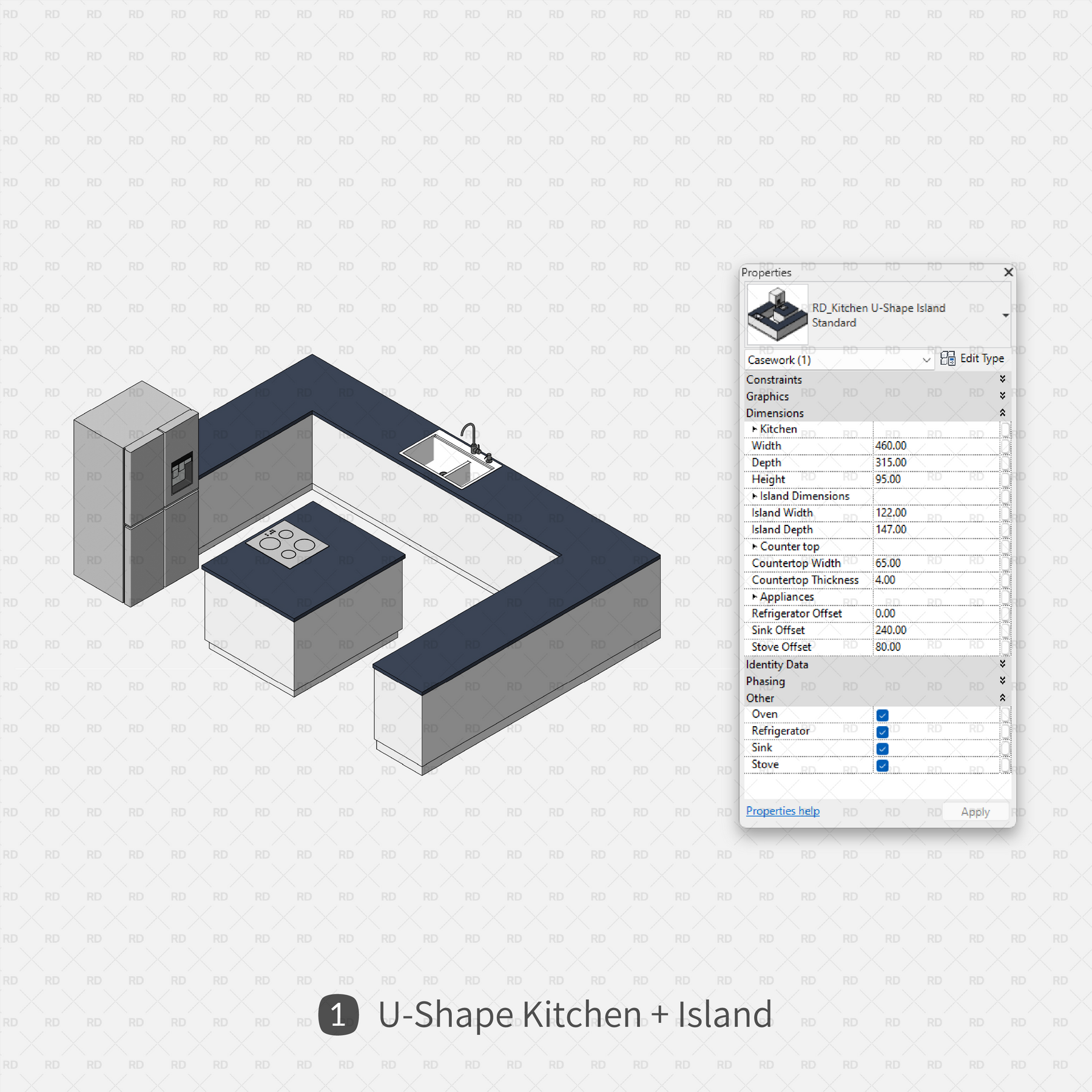 Revit Kitchen Families - 9 Fast Design Layouts - RD Studio