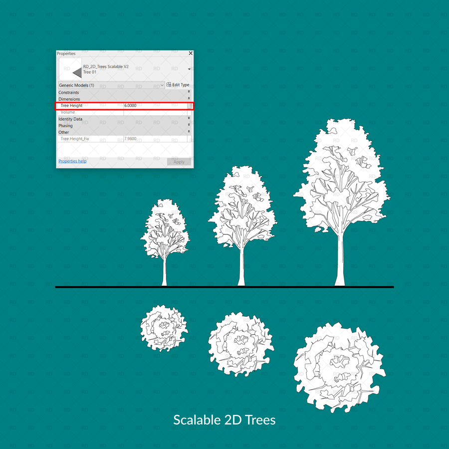 Revit 2D Trees (Scalable) Top + Elevation Views | RD Studio