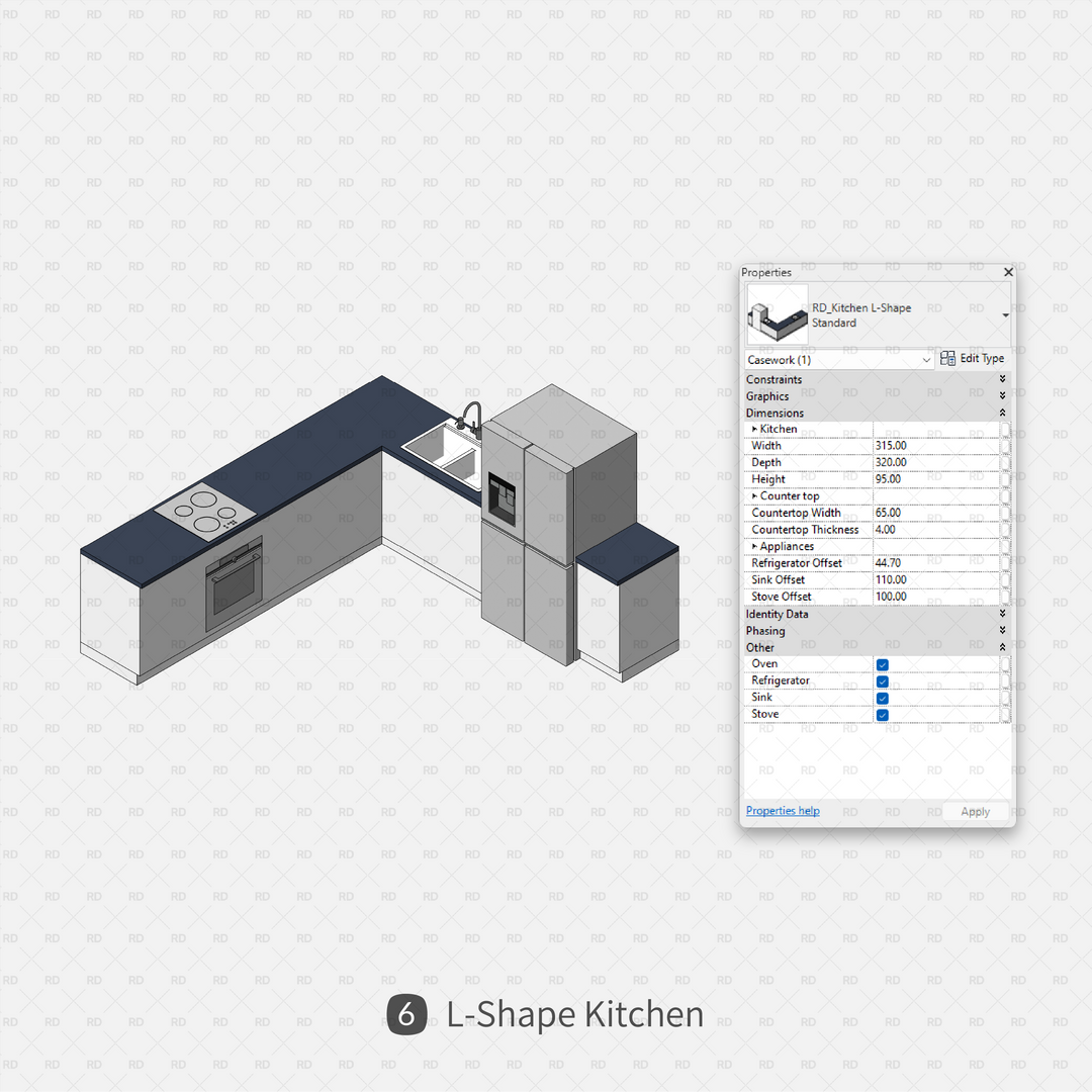 Revit Kitchen Families - 9 Fast Design Layouts - RD Studio