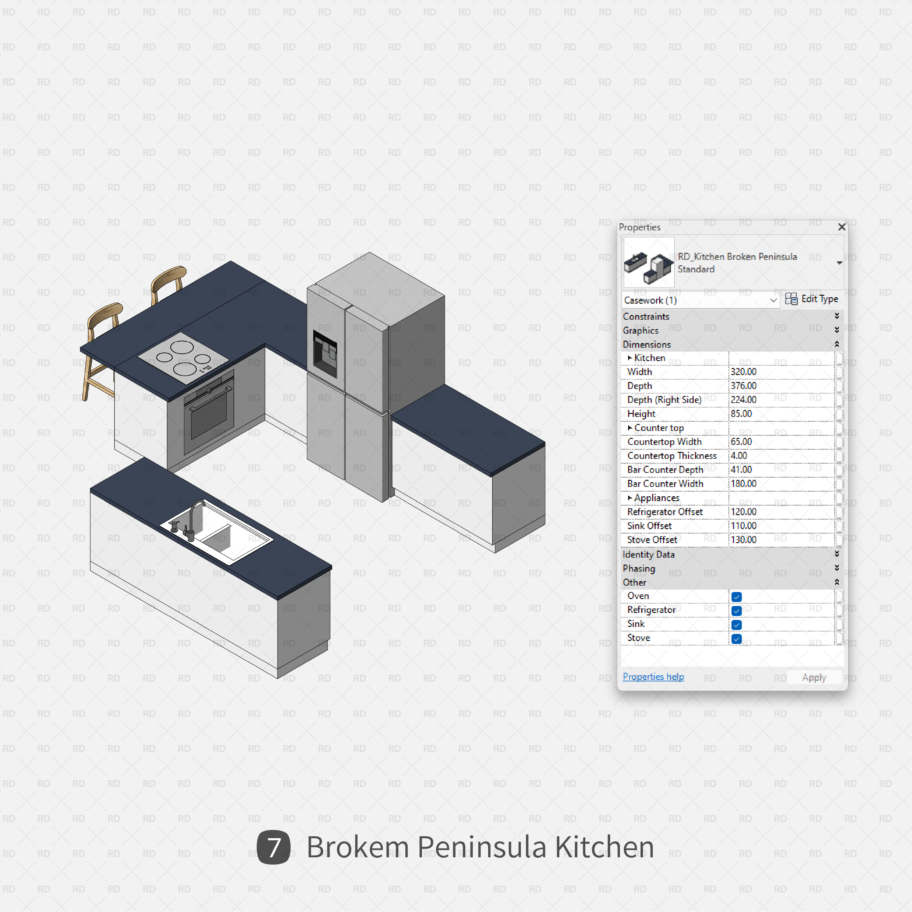 revit broken peninsula kitchen