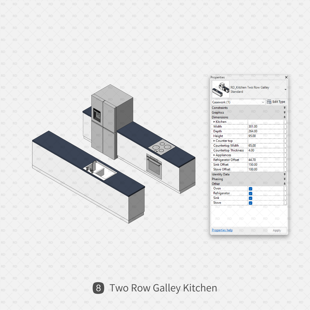 Revit Kitchen Families - 9 Fast Design Layouts - RD Studio