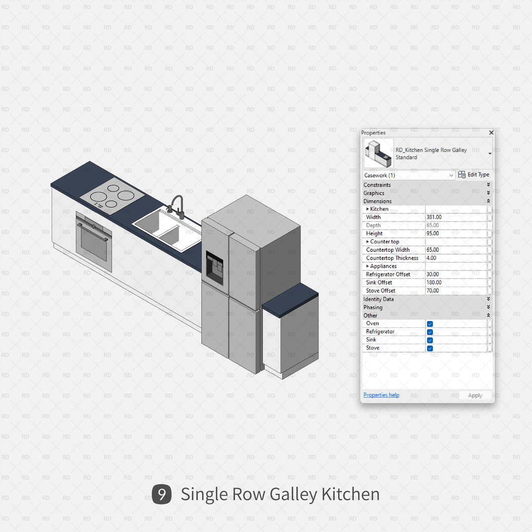 Revit Kitchen Families - 9 Fast Design Layouts - RD Studio