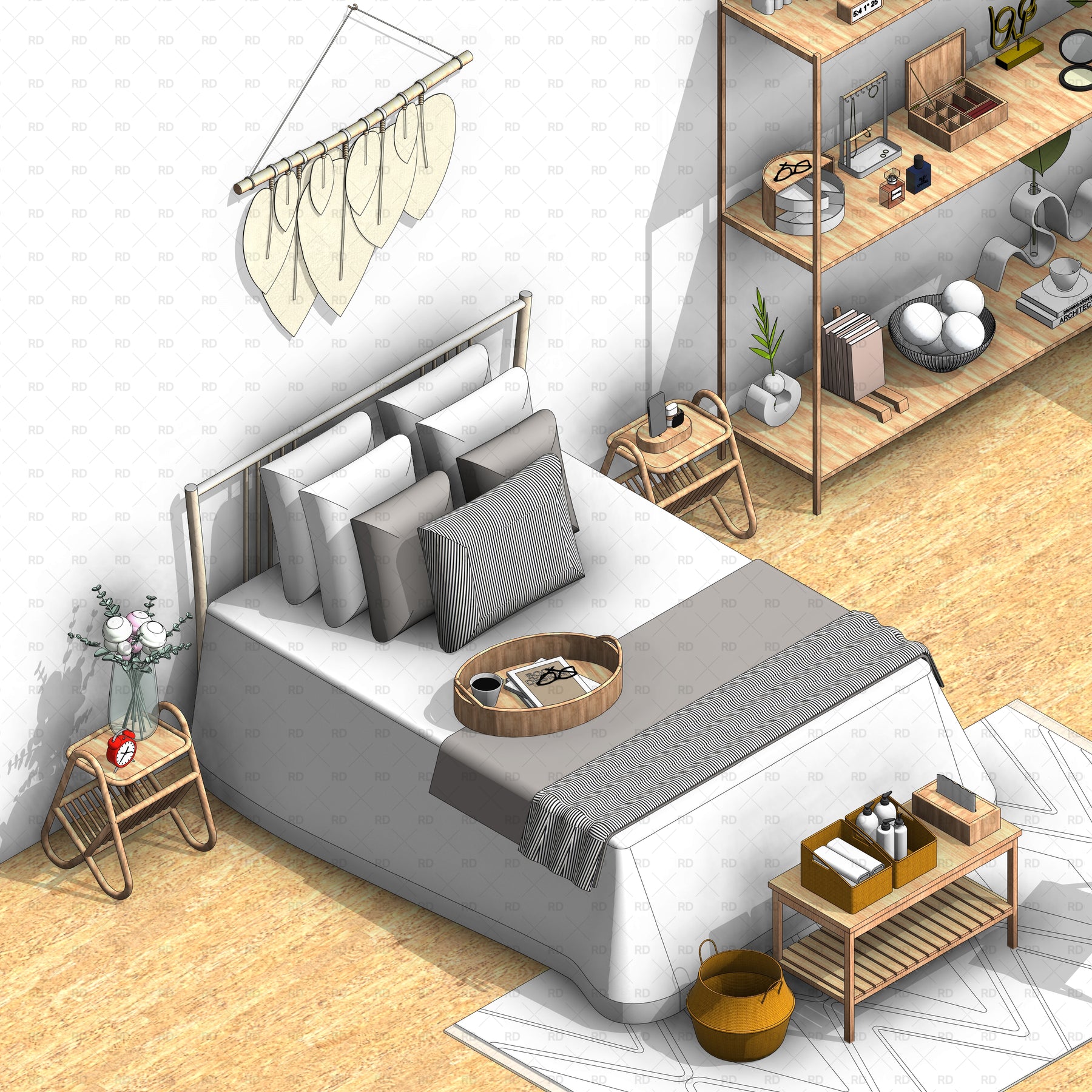 Decoration Rvt Block Revit Bedroom Decor Families | 62 Objects | RD Studio