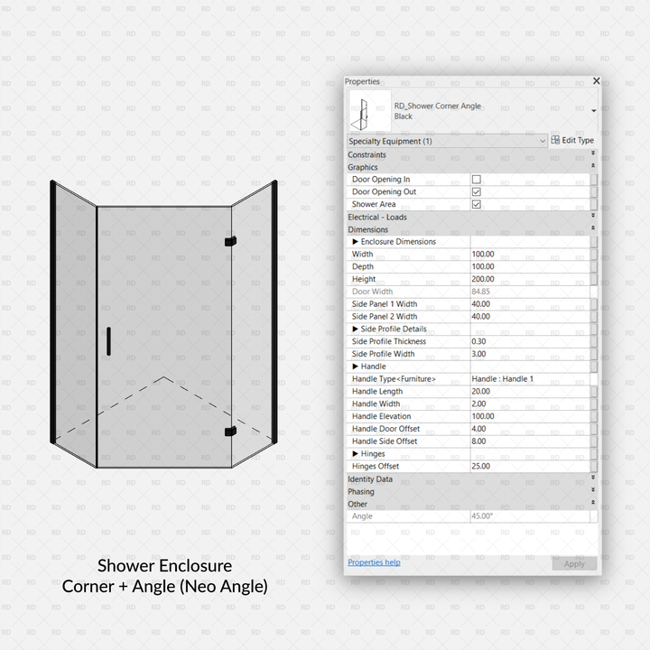 Revit Shower Enclosure Doors Families | Download | RD Studio