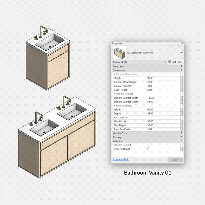 Download Bathroom Vanities Revit Revit Families | RD Studio