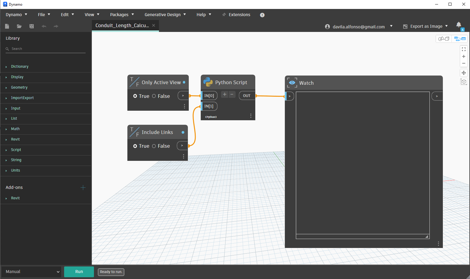 Dynamo script: Conduit Length Calculator for Revit MEP python script excel 