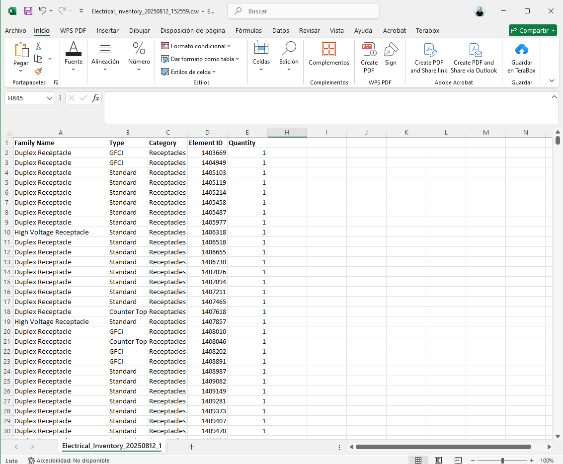 download revit Dynamo Script - Electrical Inventory for Revit MEP - excel 