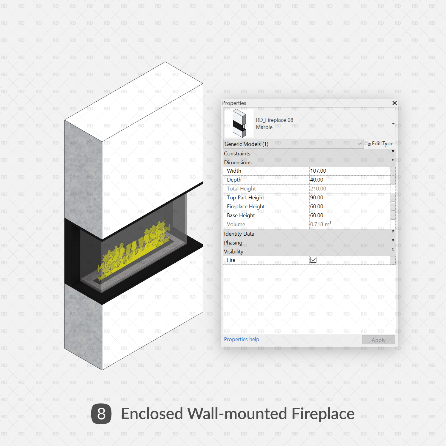 revit wall fireplace