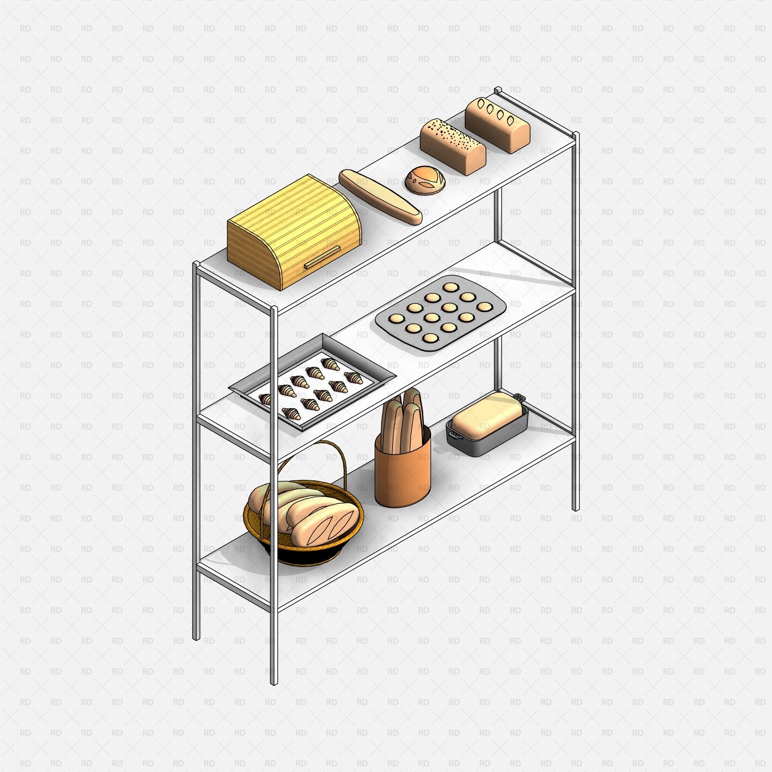 Revit Food and Drink download families 2020 decor kitchen bakery bread shelves