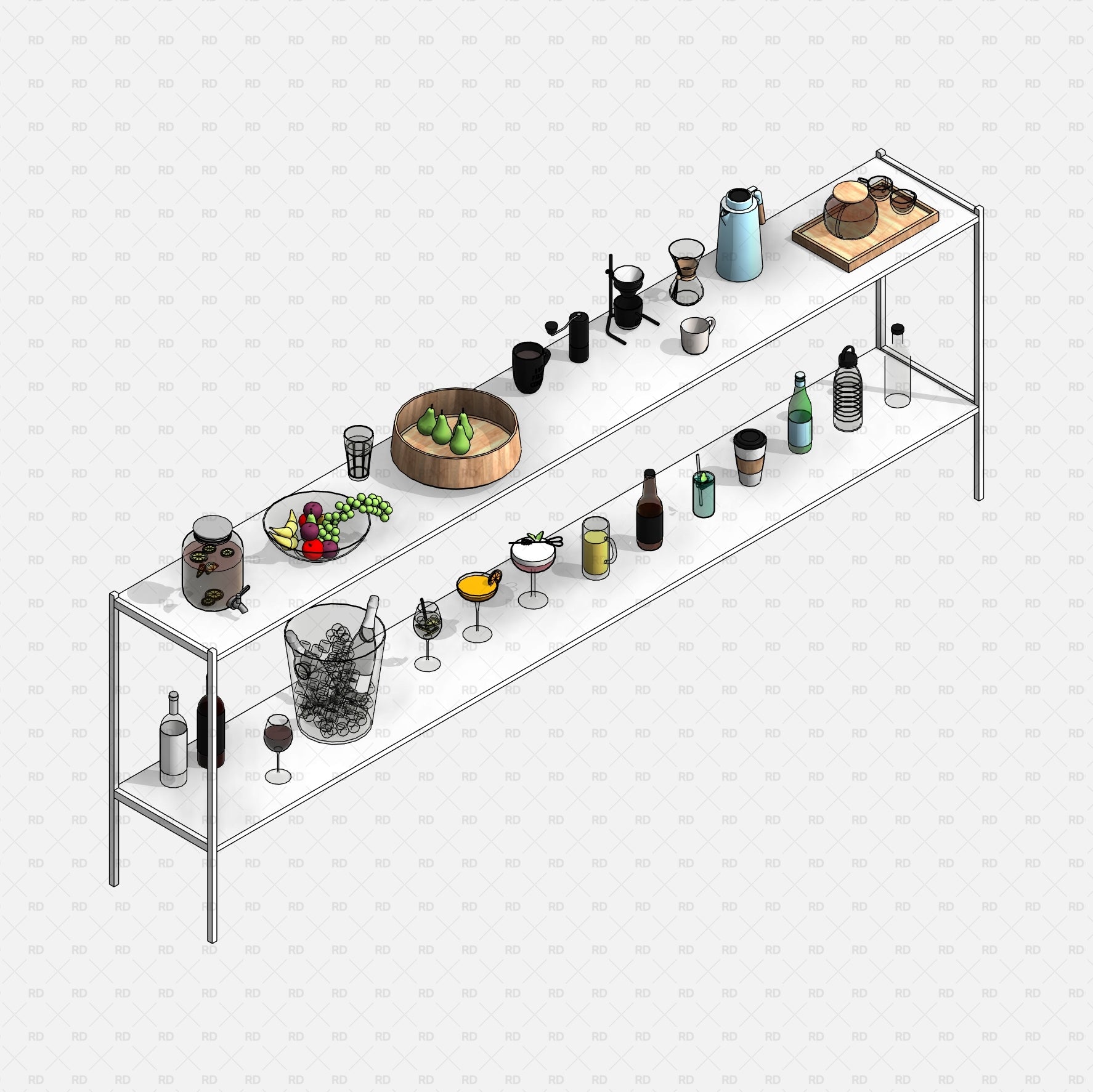 Revit Food and Drink download families 2020 decor kitchen  water juice alcohol beer wine coffee cold brew tea 