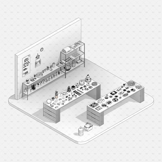 Revit Kitchenware Families | 93 Objects | RD Studio