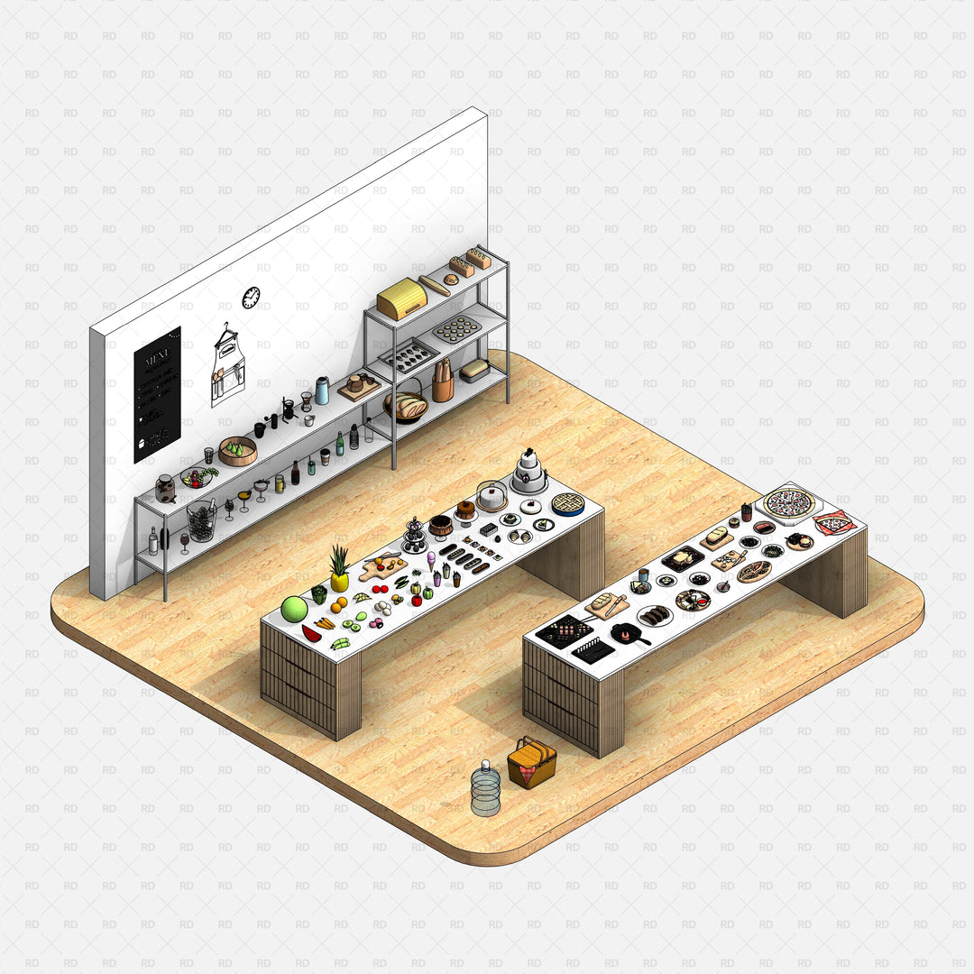 Revit Kitchenware Families | 93 Objects | RD Studio