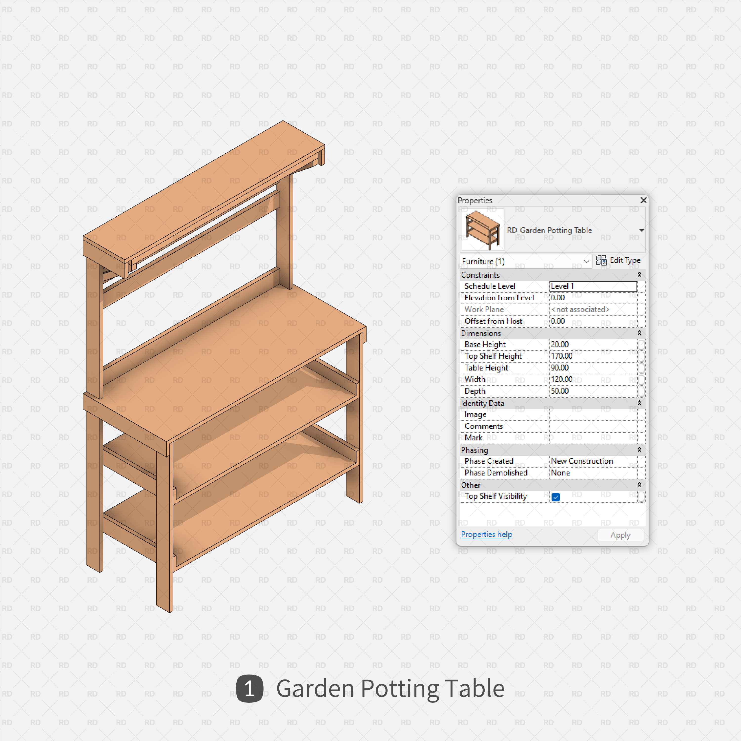 revit garden potting table