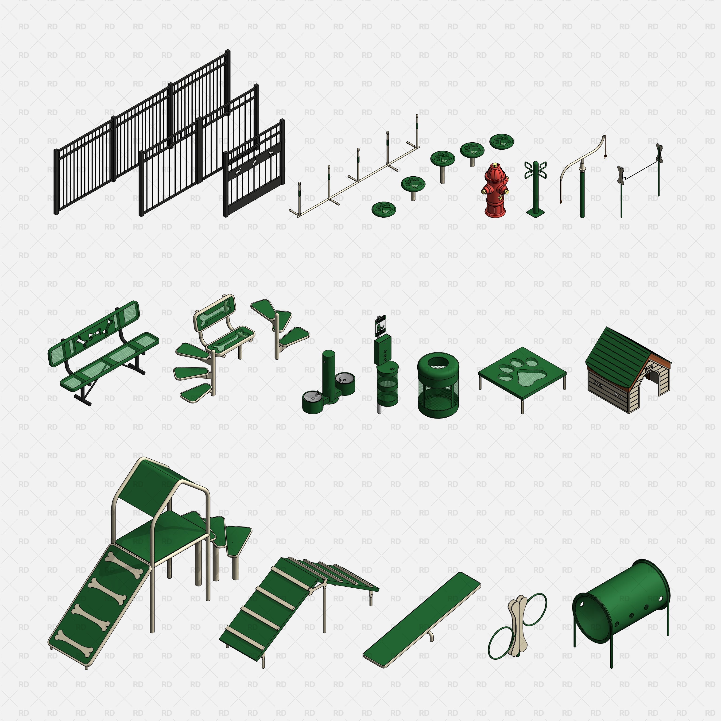 download high quality revit families RD Studio Dog park equipment