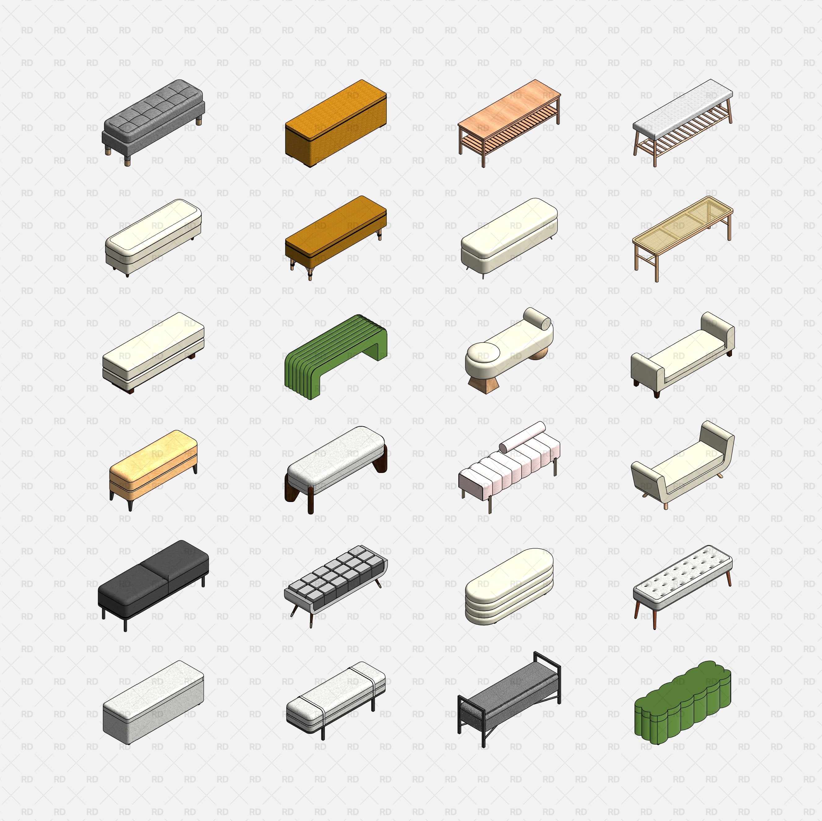 download high quality revit bedroom benches family rd studio