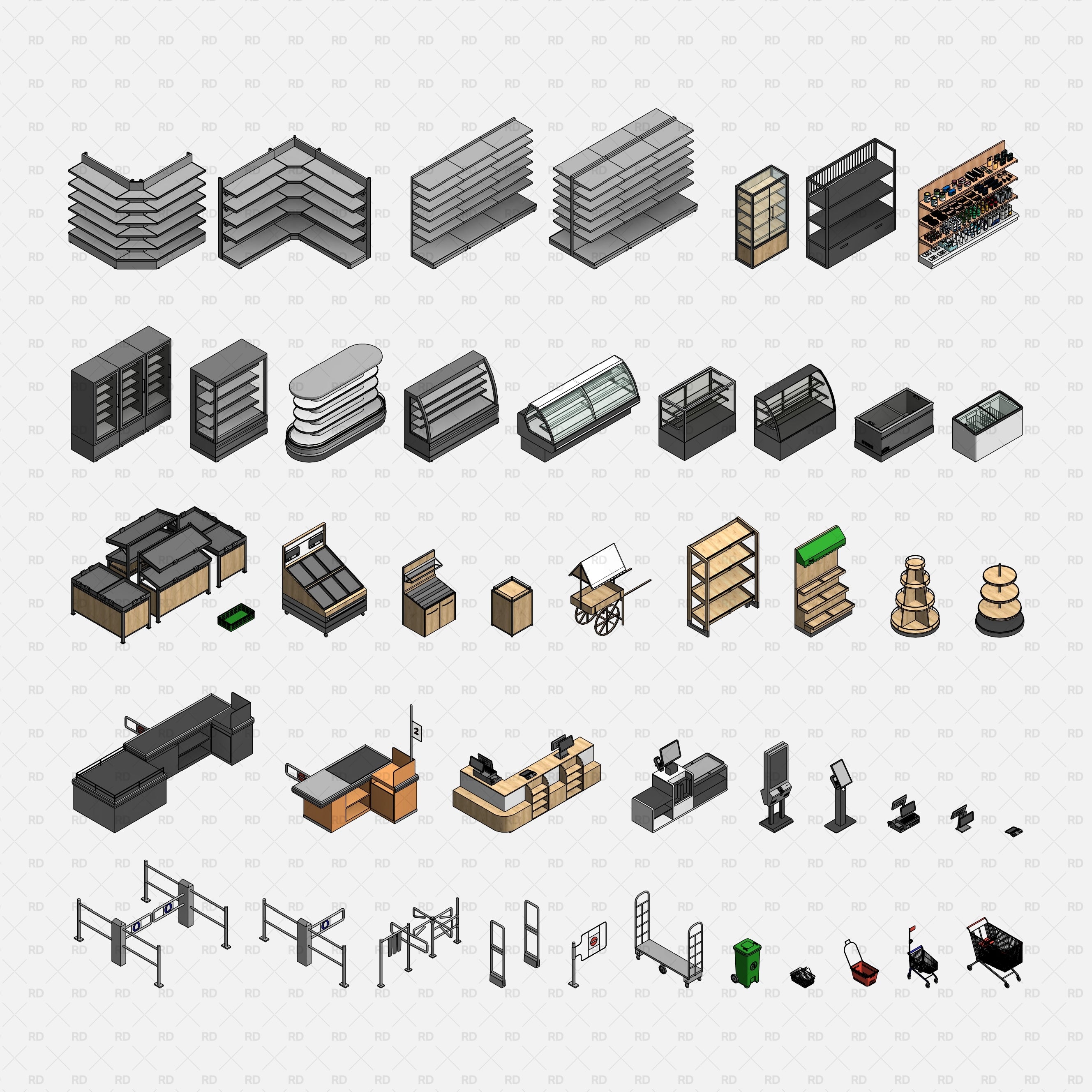 Revit Supermarket and Grocery Store Equipment Families download 2020 retail architecture 