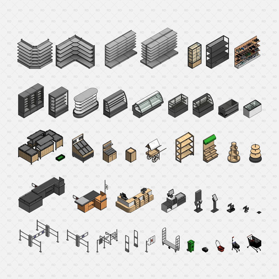 Revit Supermarket and Grocery Store Equipment Families | RD Studio