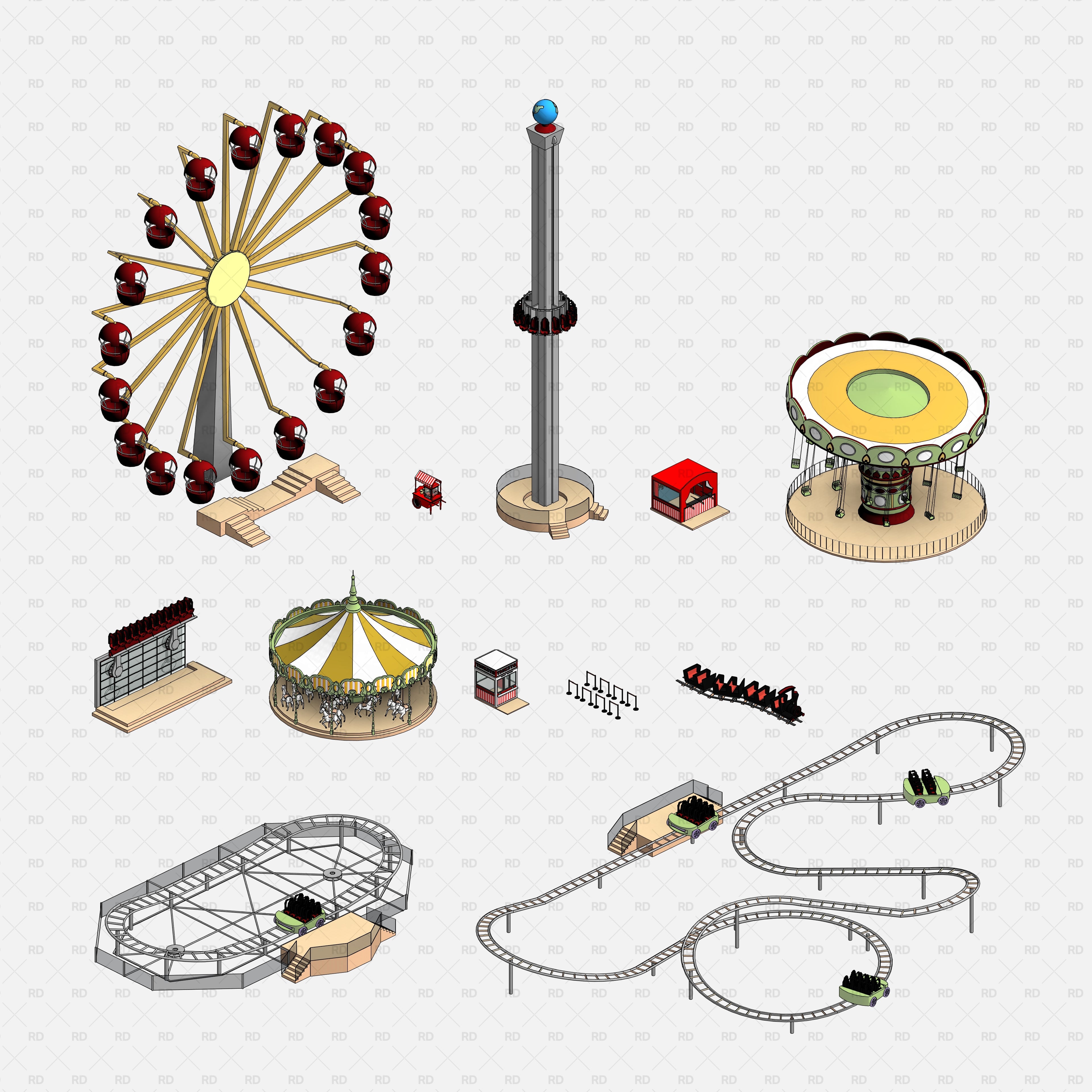 Revit Amusement Park Equipment families download panoramic wheel 