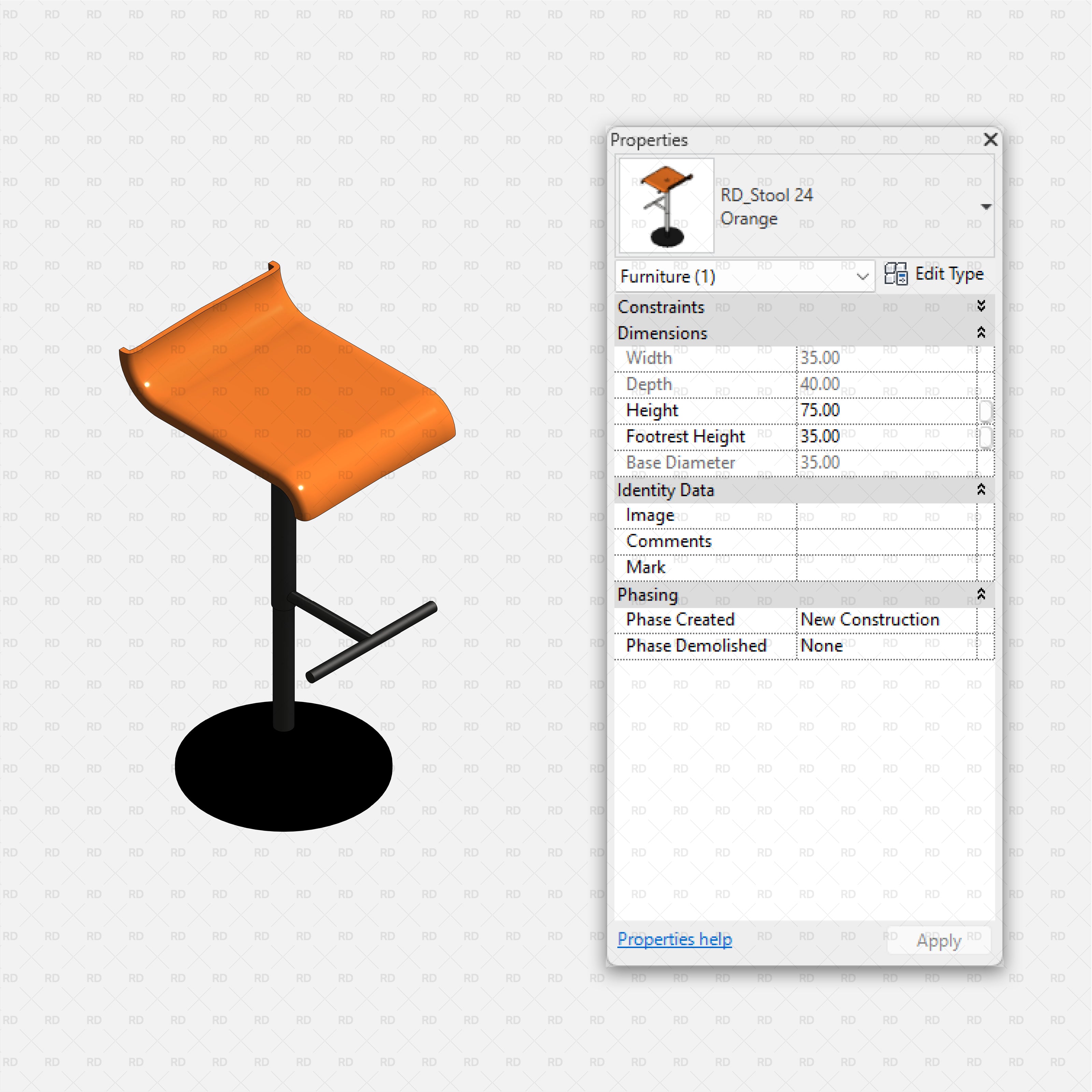 download revit high quality families high stool metal bar stool