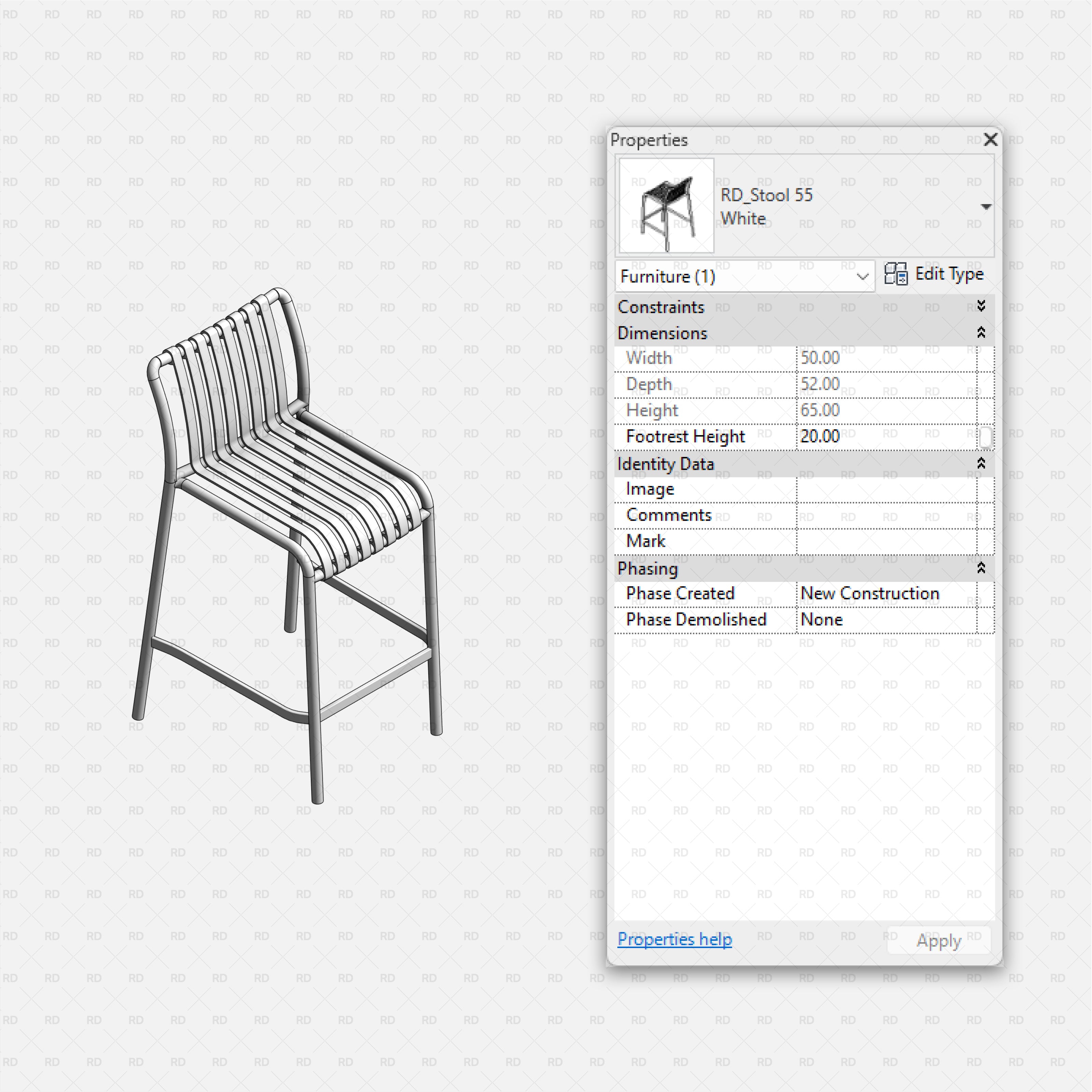 download high quality revit families high stools bar stool