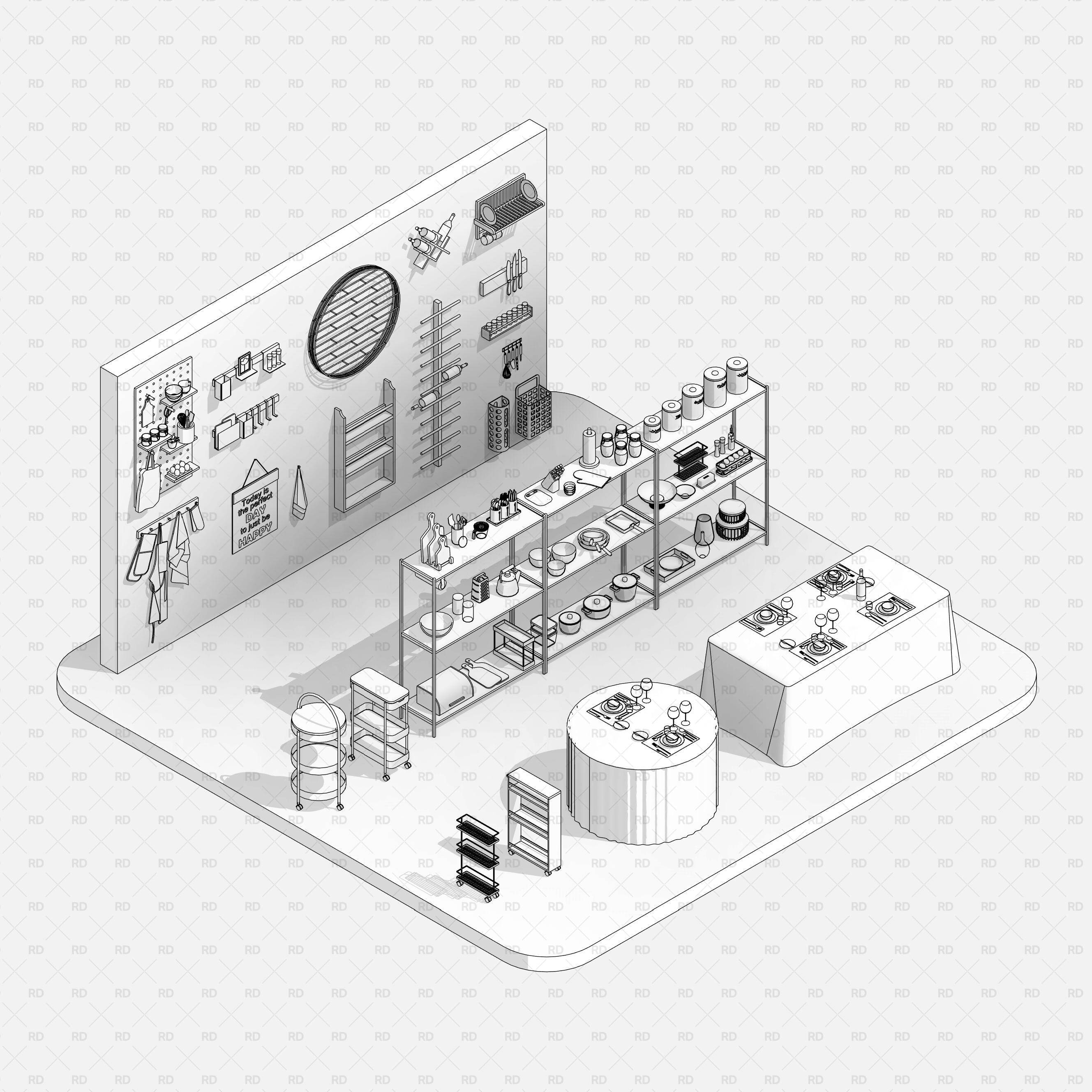 Ustensiles de cuisine Revit (62 objets)