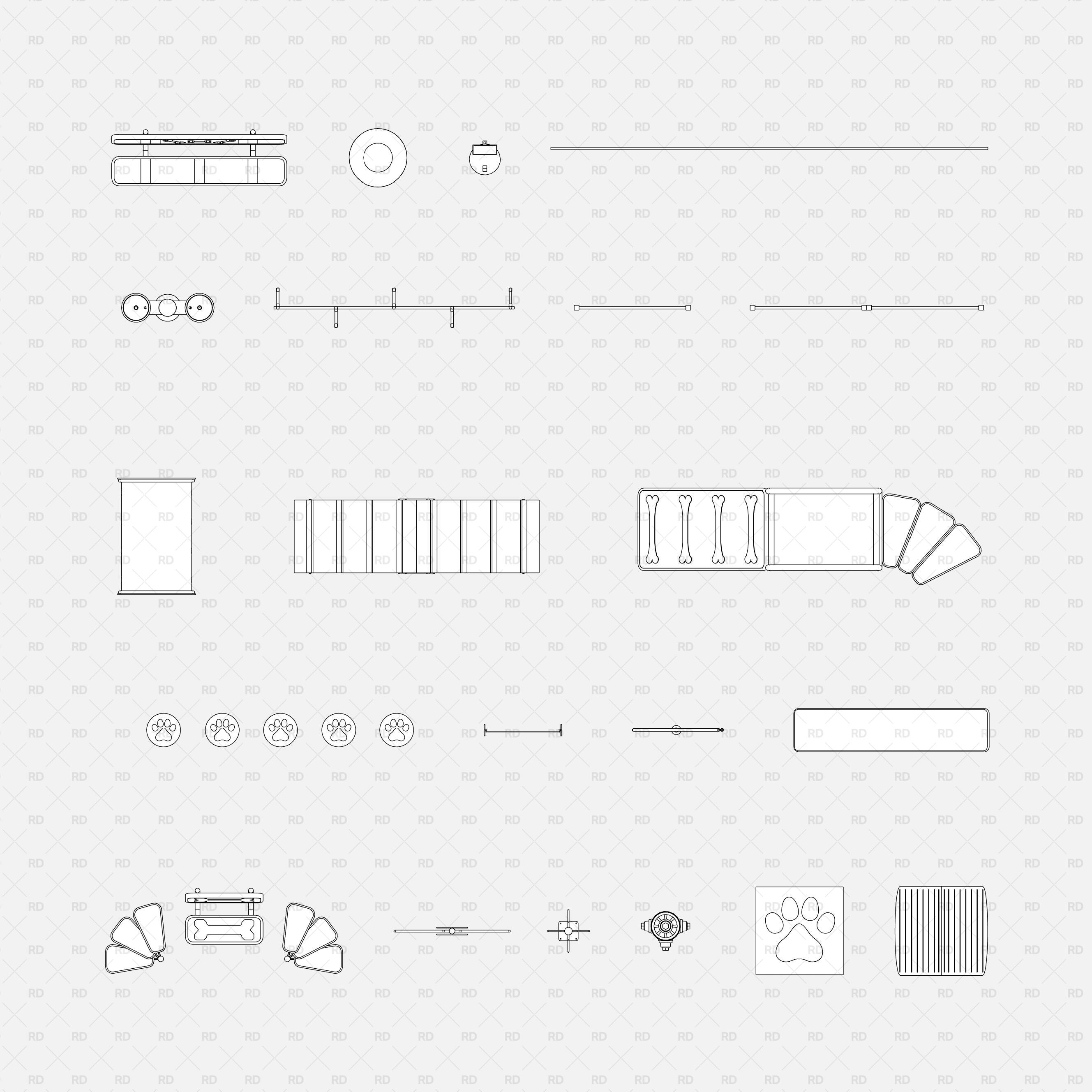 download high quality revit families RD Studio Dog park equipment