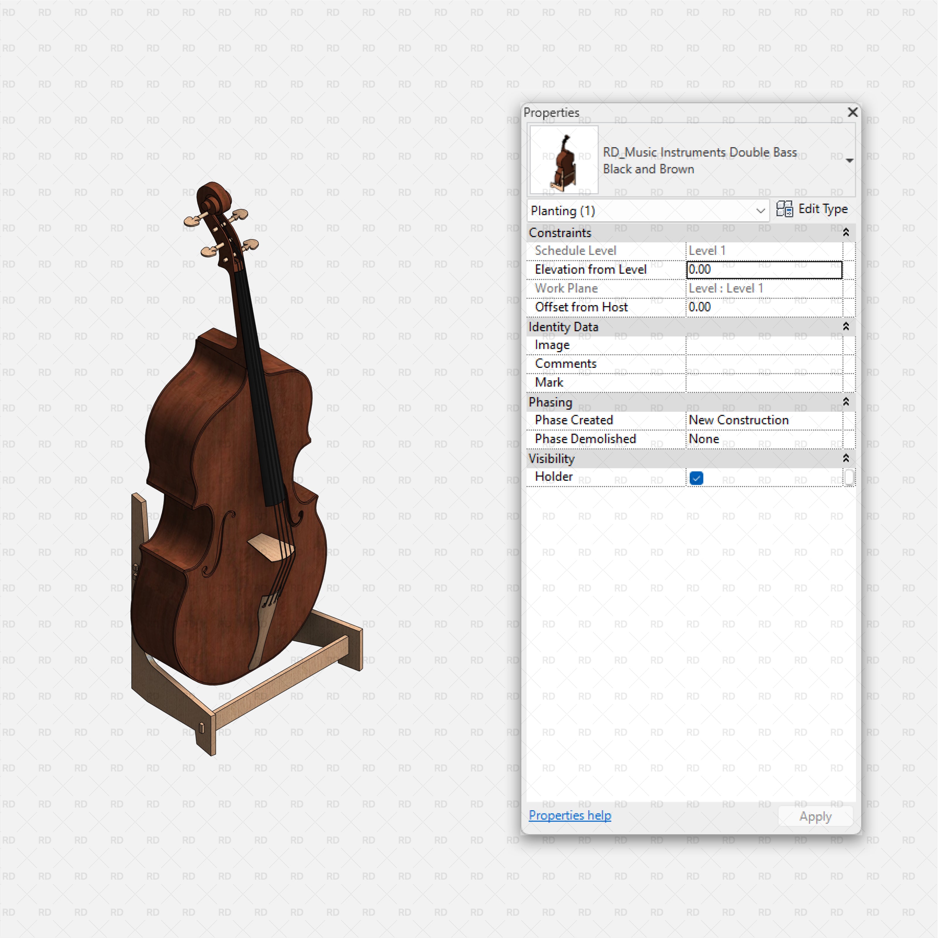 download revit music instrument family double bass