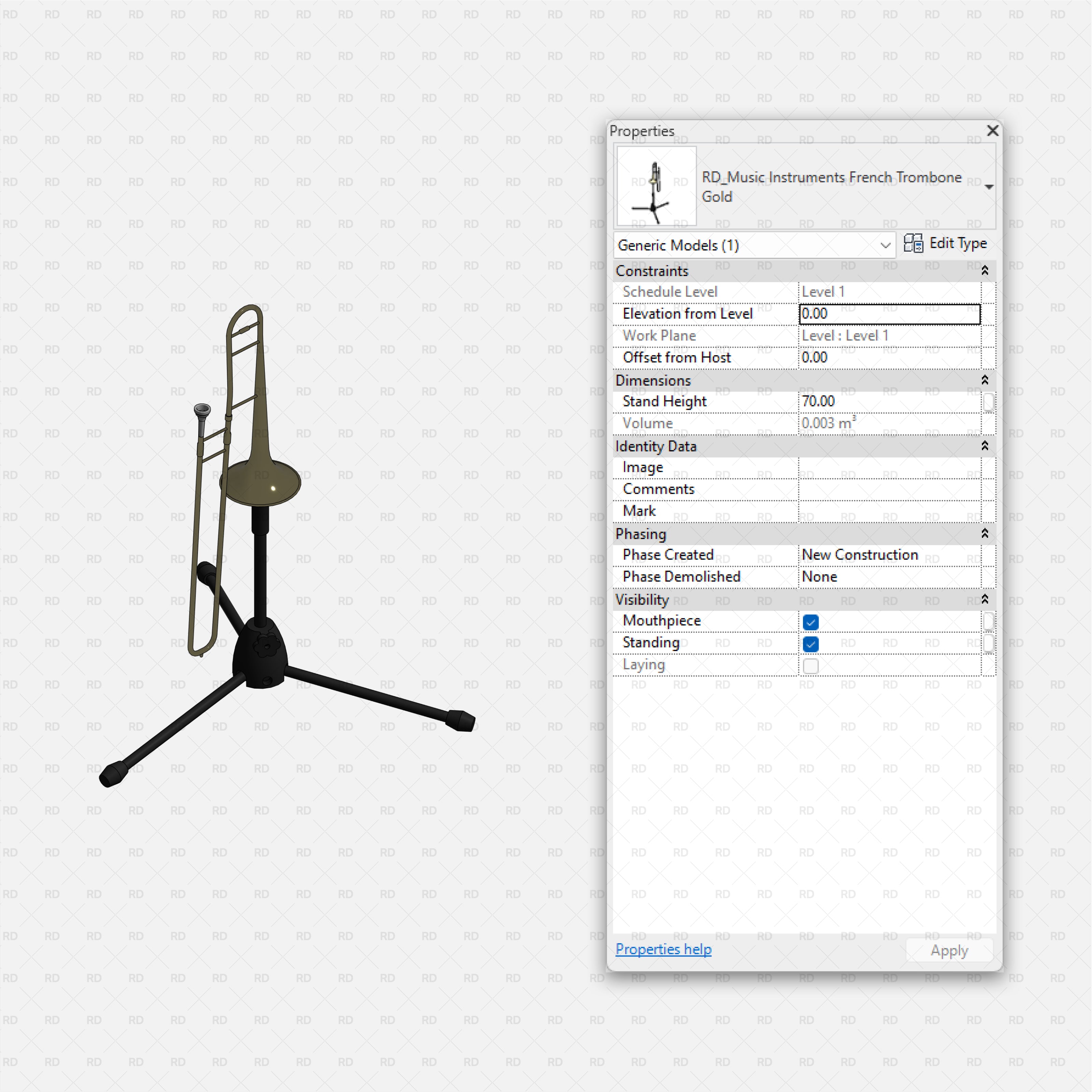 download revit music instrument family french trombone