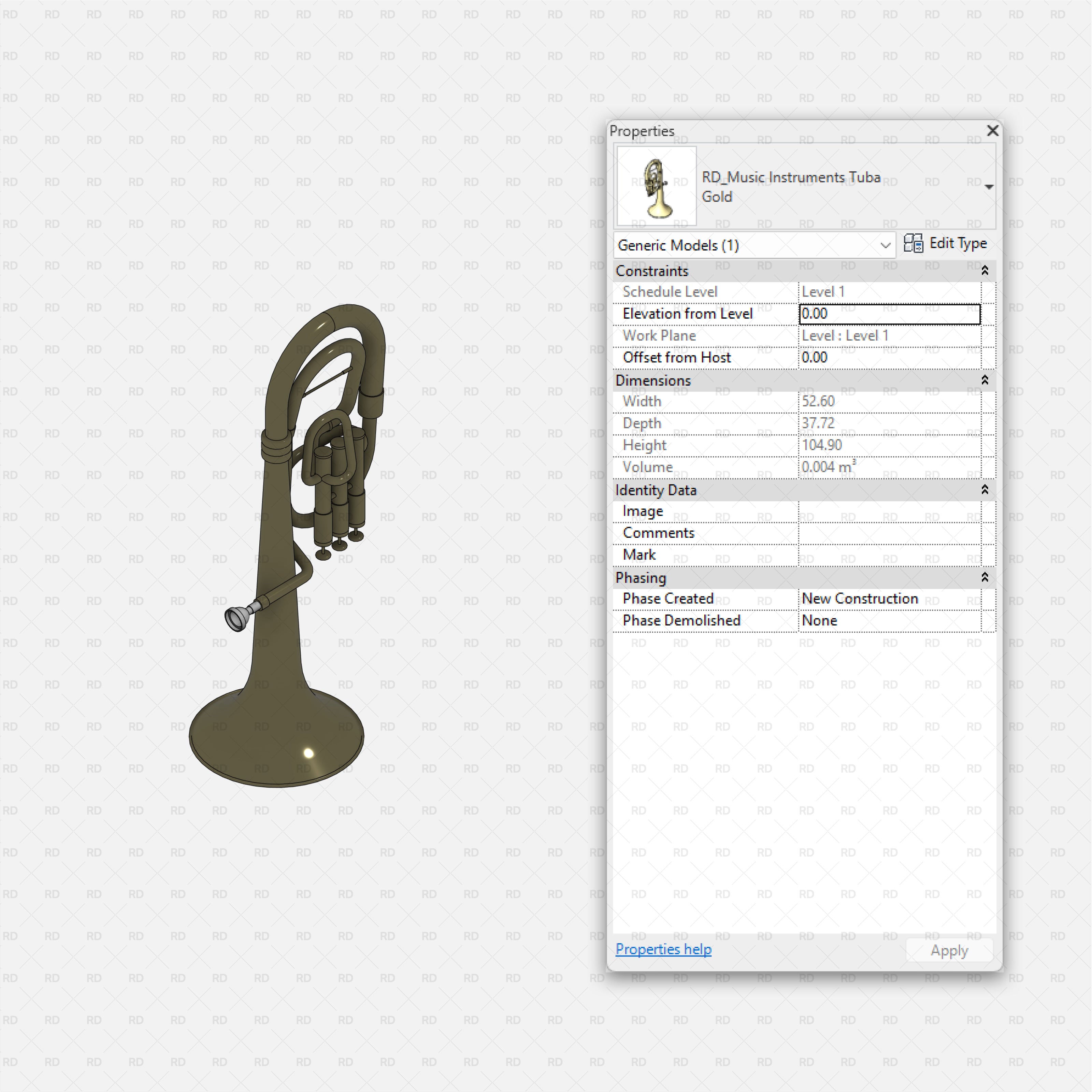 download revit music instrument family tuba