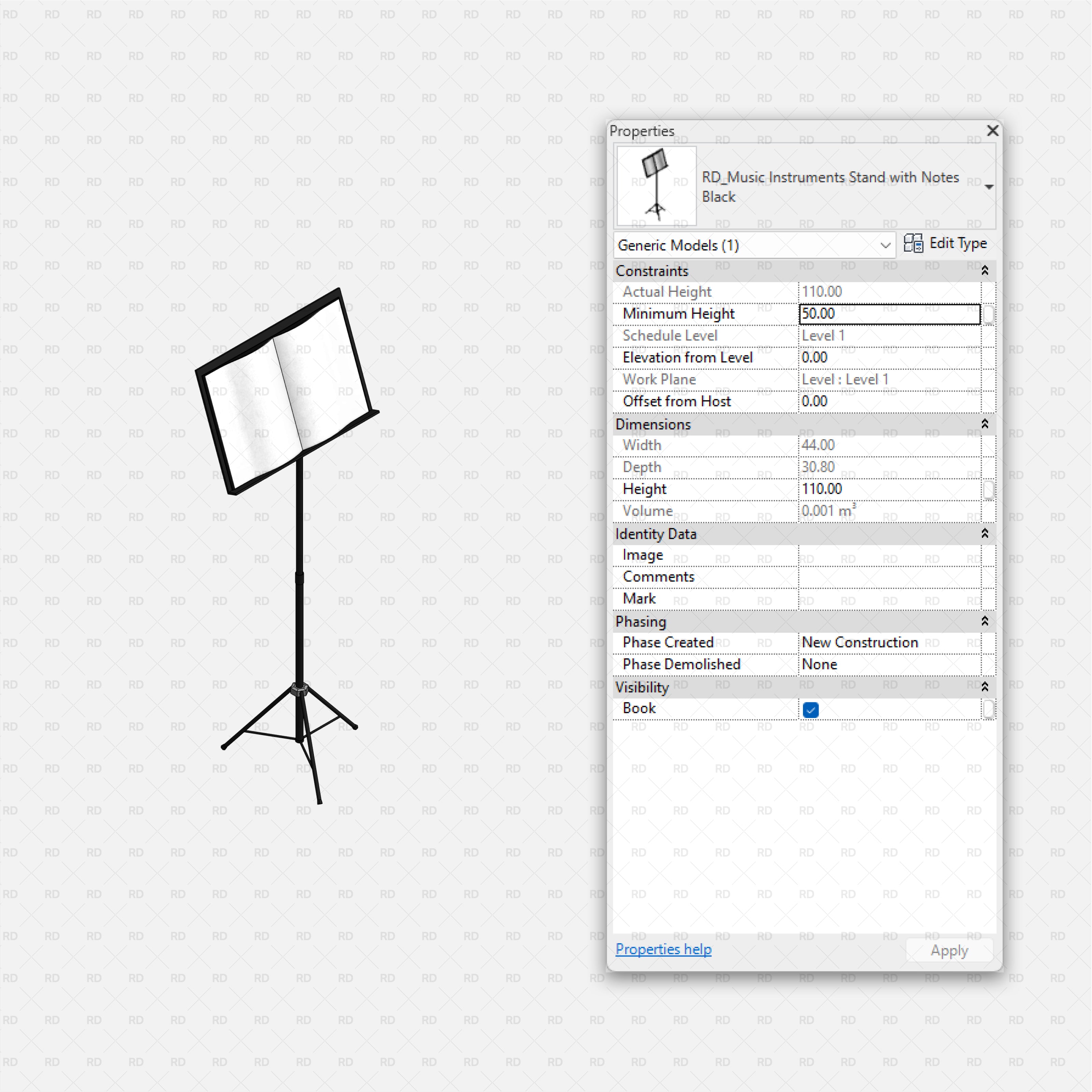 download revit music instrument family stand with notes