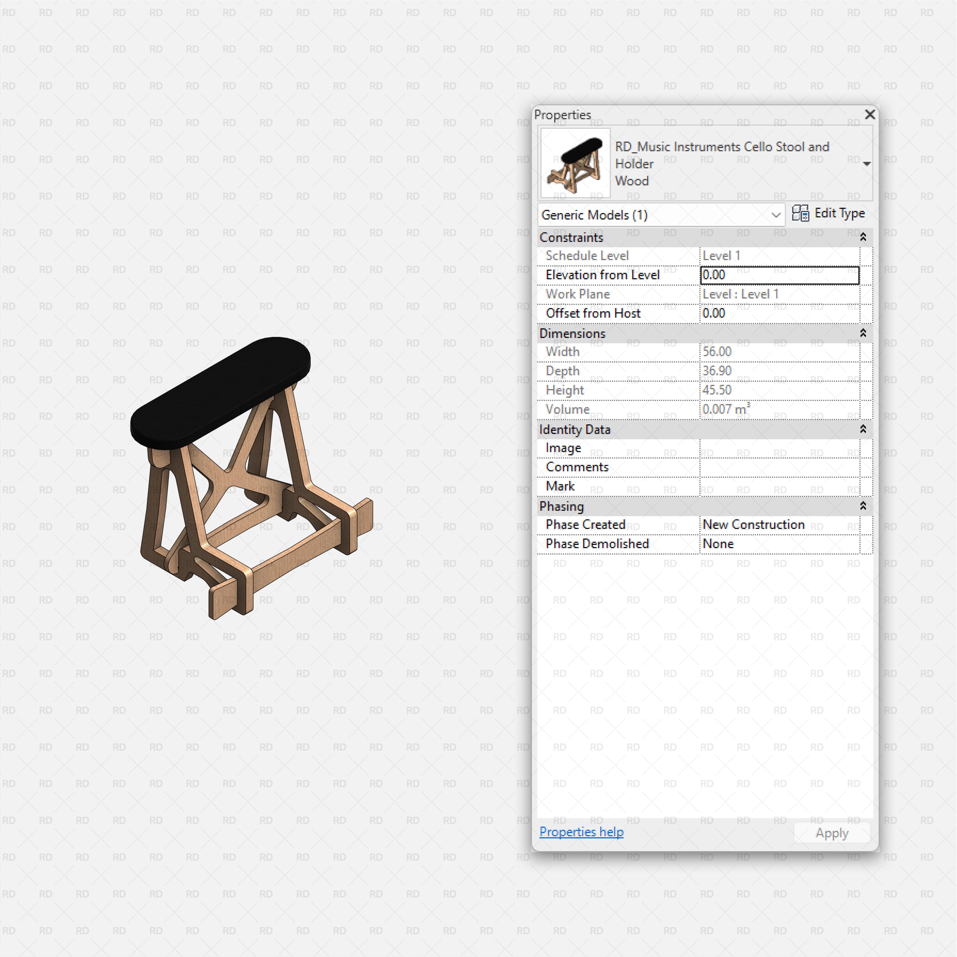 download revit music instrument family cello stool and holder