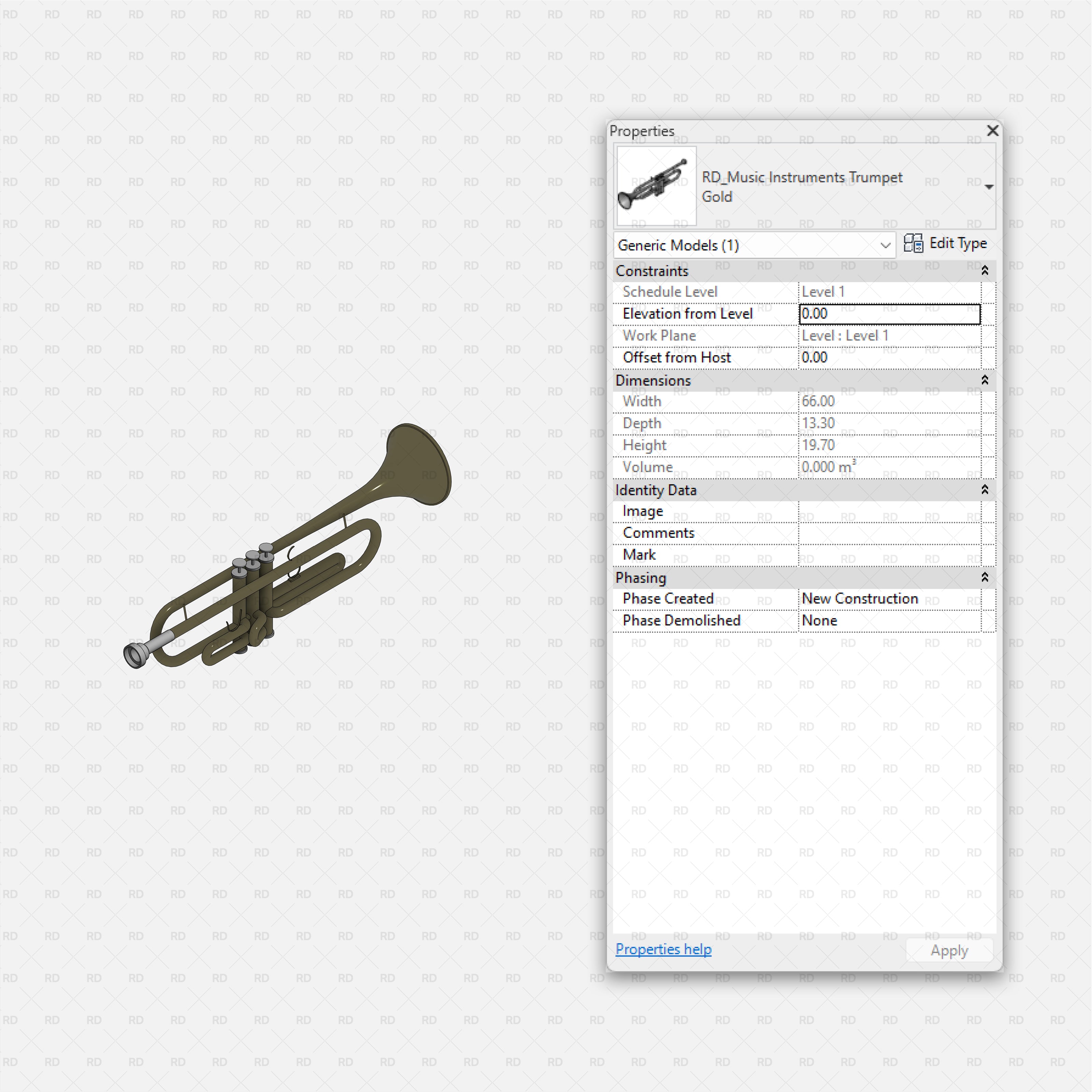 download revit music instrument family trumpet