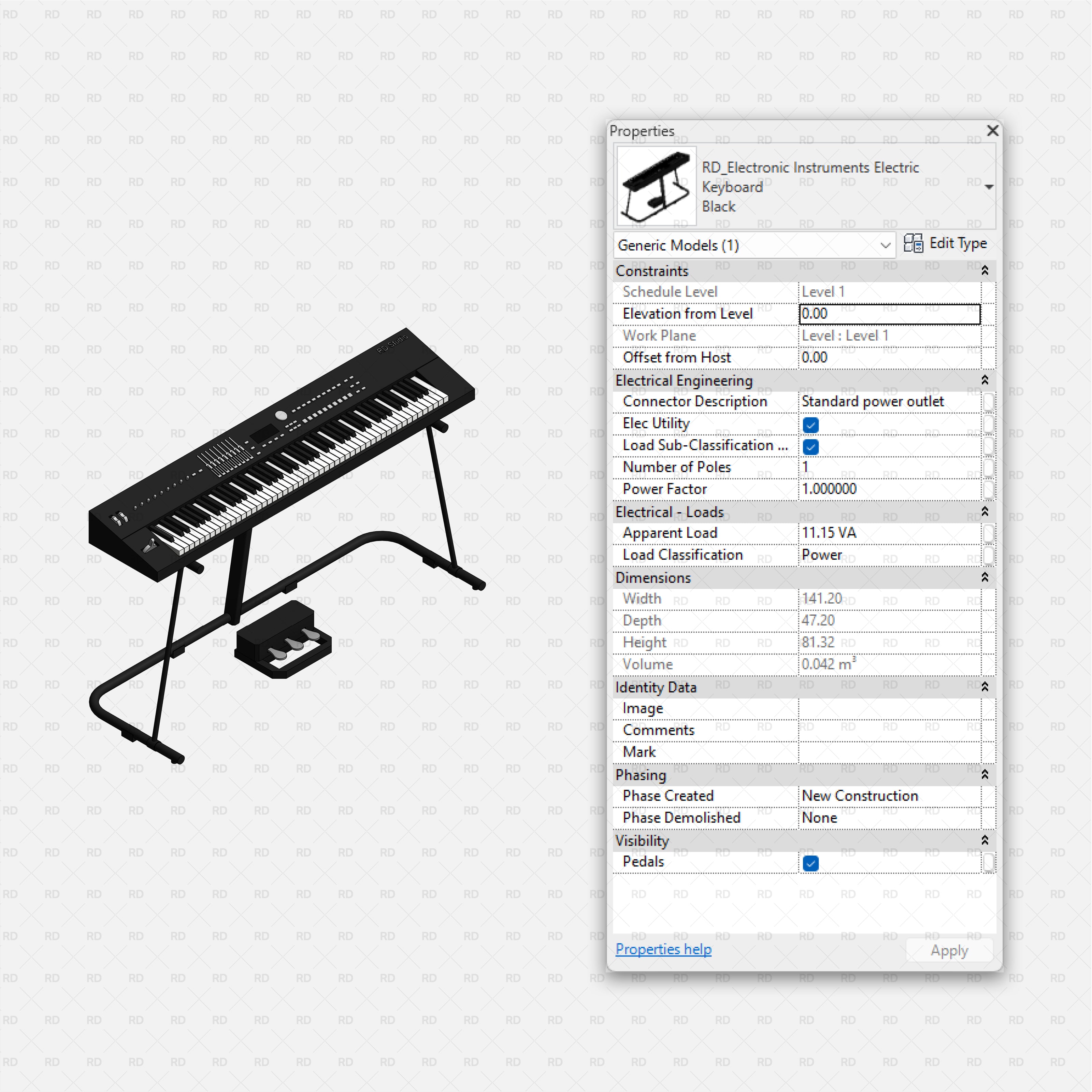 download revit music instrument family electric keyboard