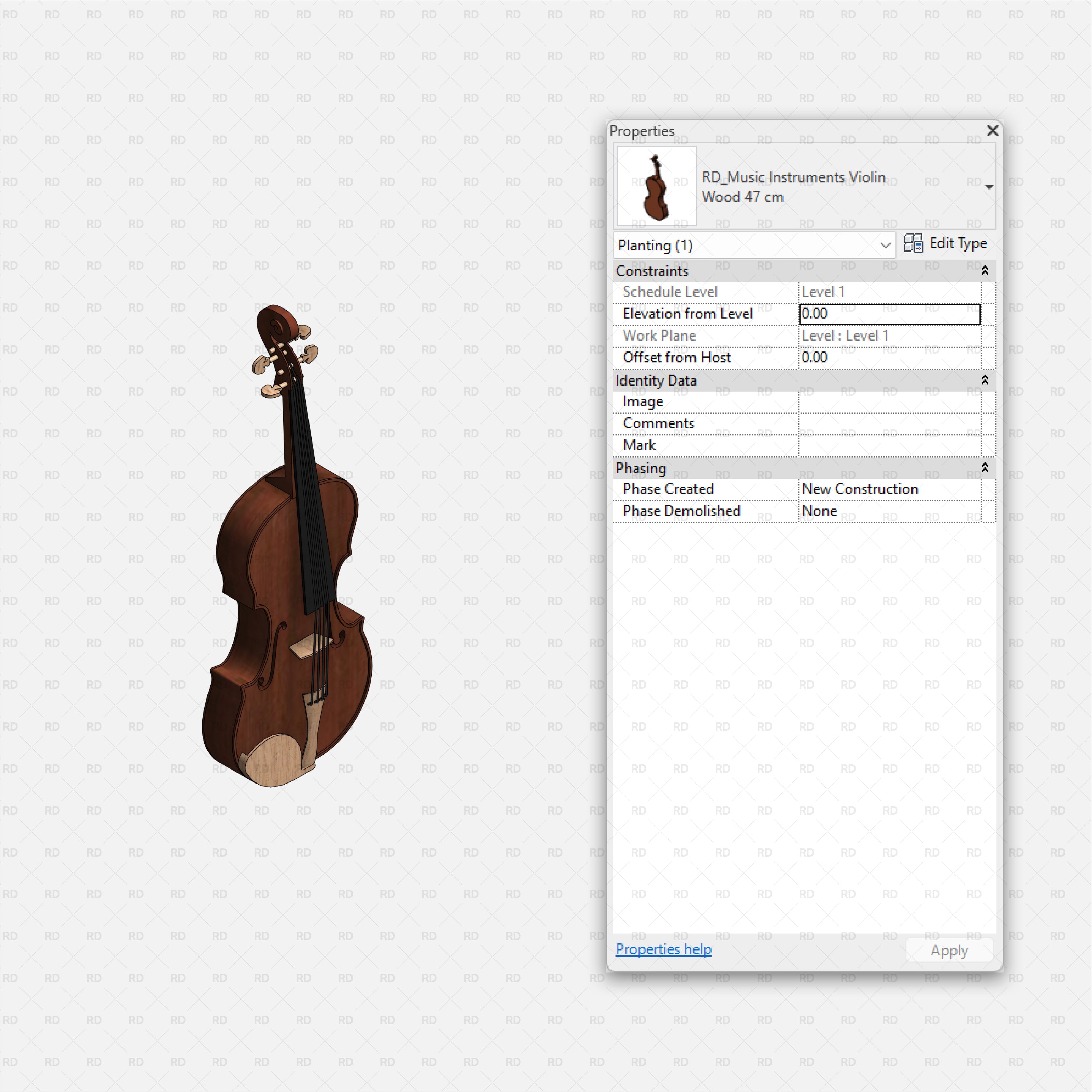 download revit music instrument family violin