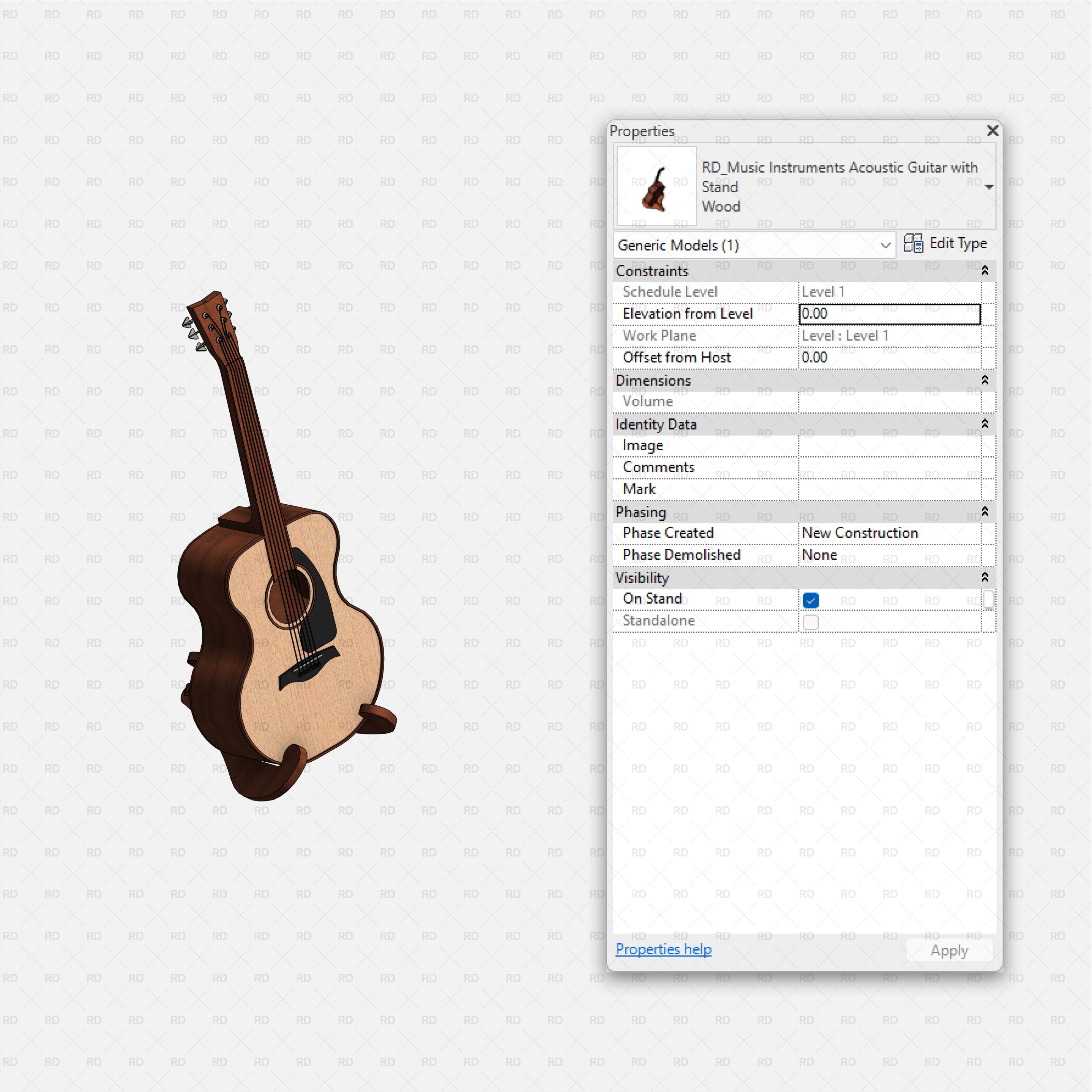 download revit music instrument family acoustic guitar