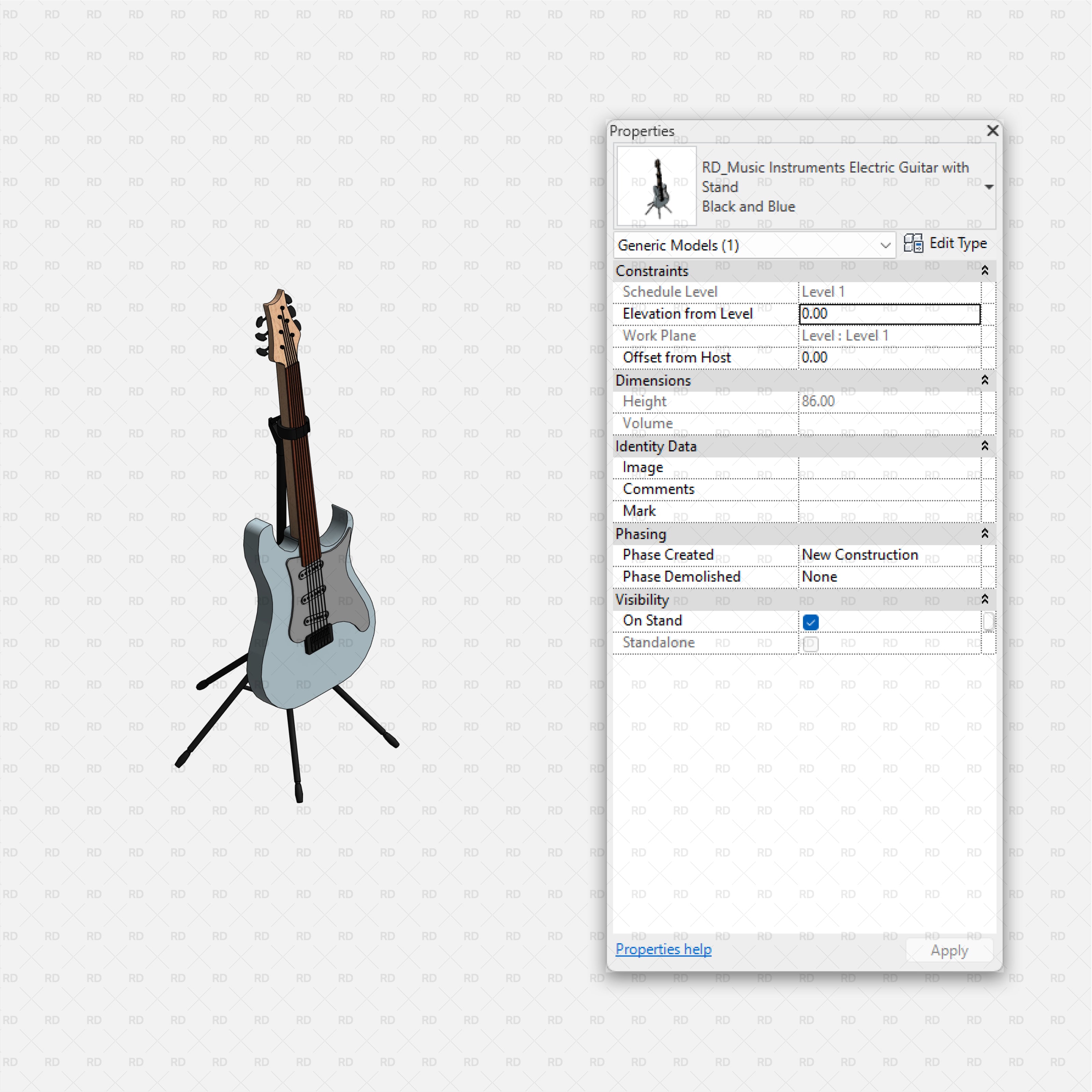 download revit music instrument family electric guitar