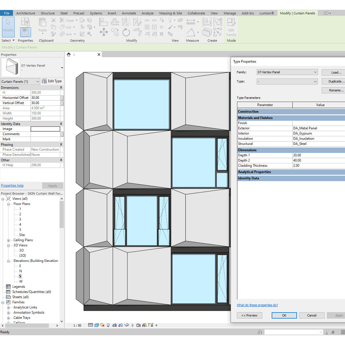 download revit curtain wall vertex panel