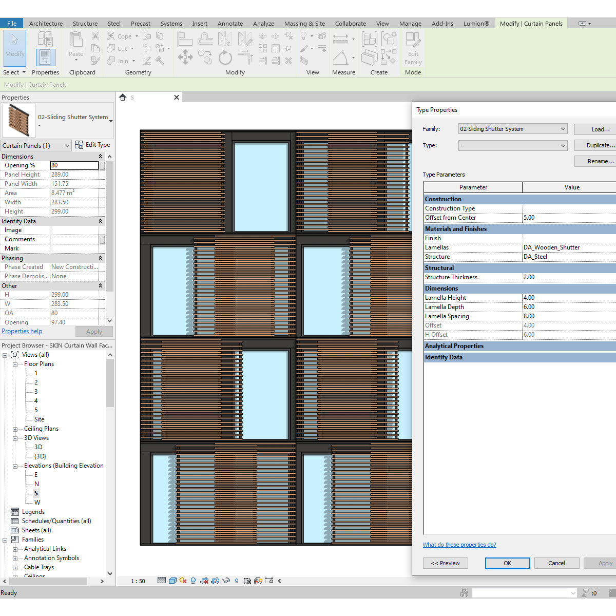 download revit curtain wall shutter family