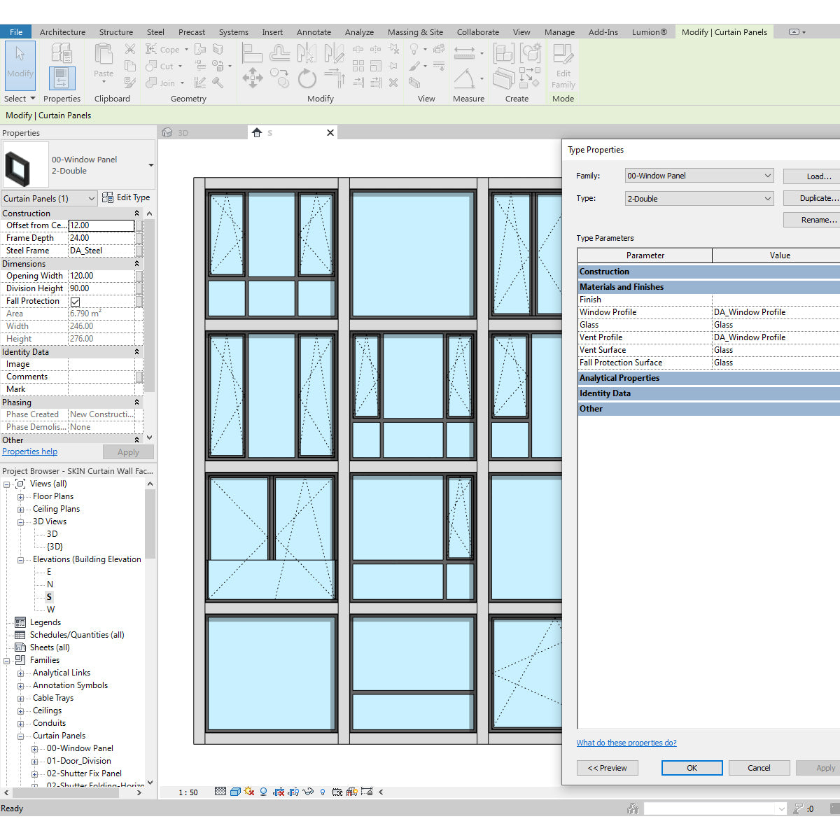 download revit curtain wall window panel