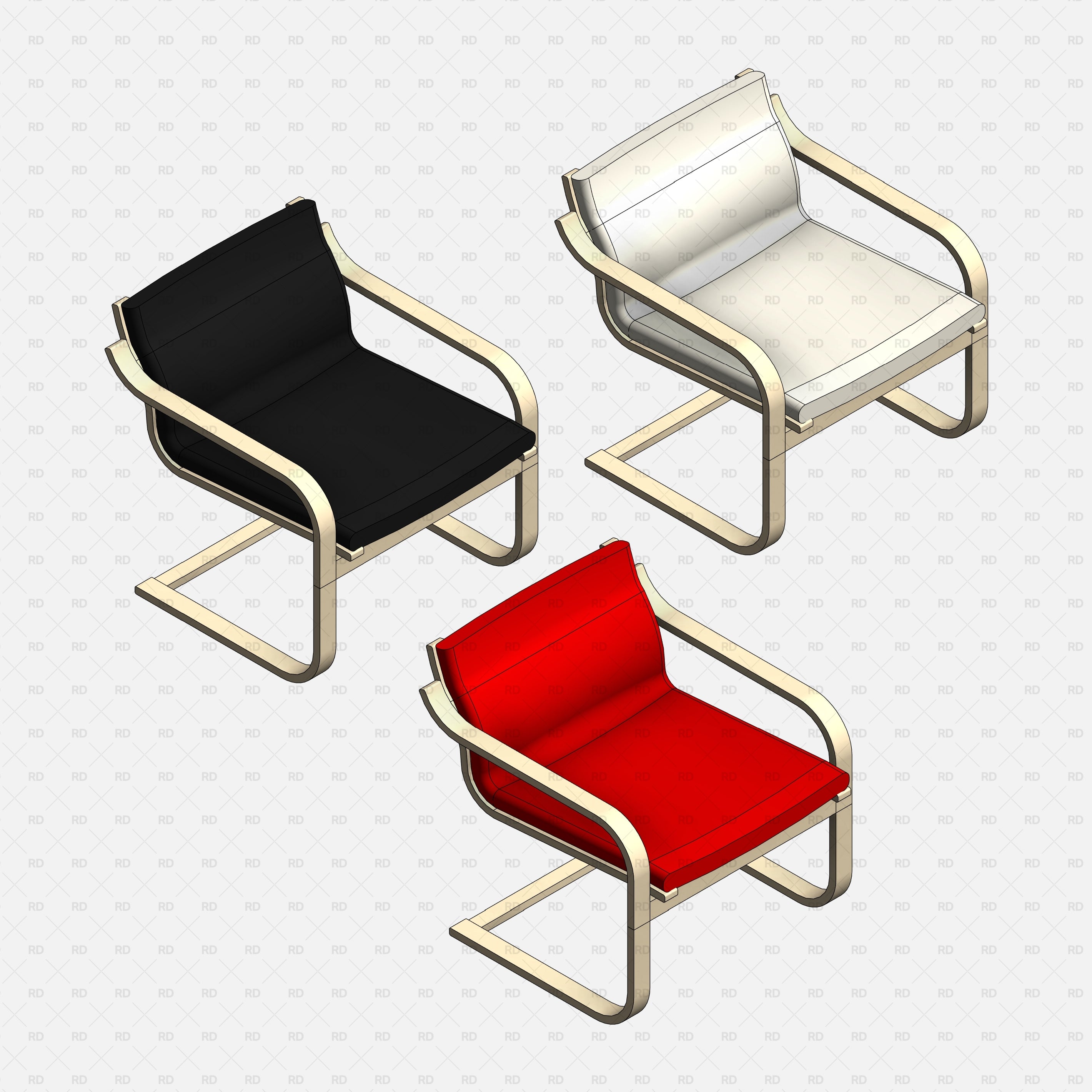 Revit IKEA POÄNG Low-back Armchair download free bim object 3d