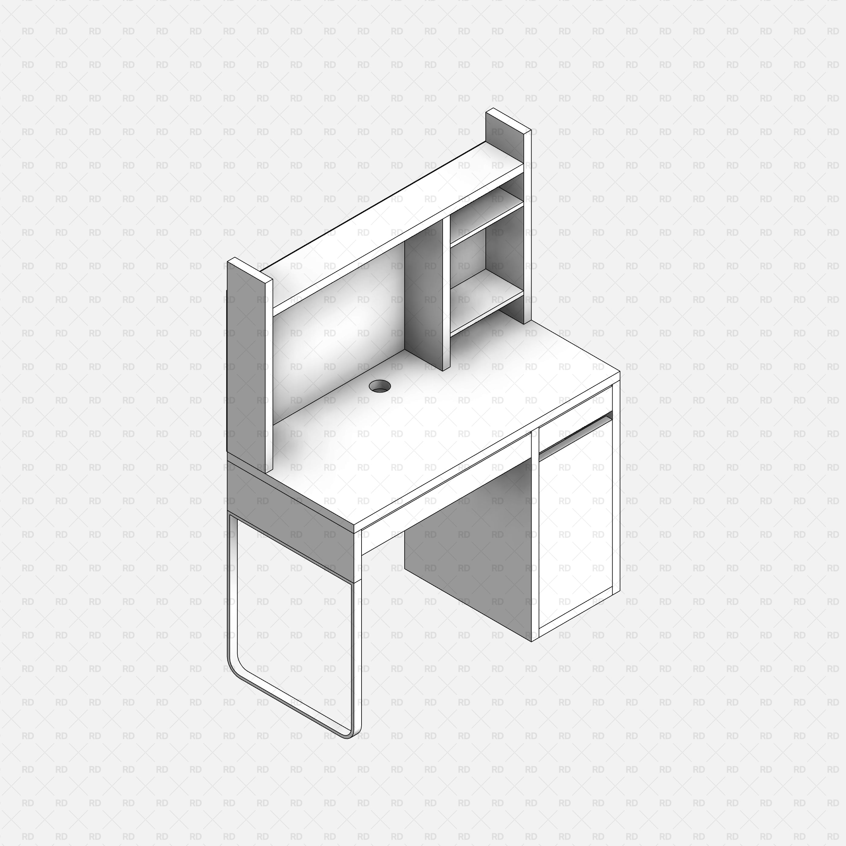 Revit IKEA MICKE Desk with Add-on Unit free download family office furniture bim object download